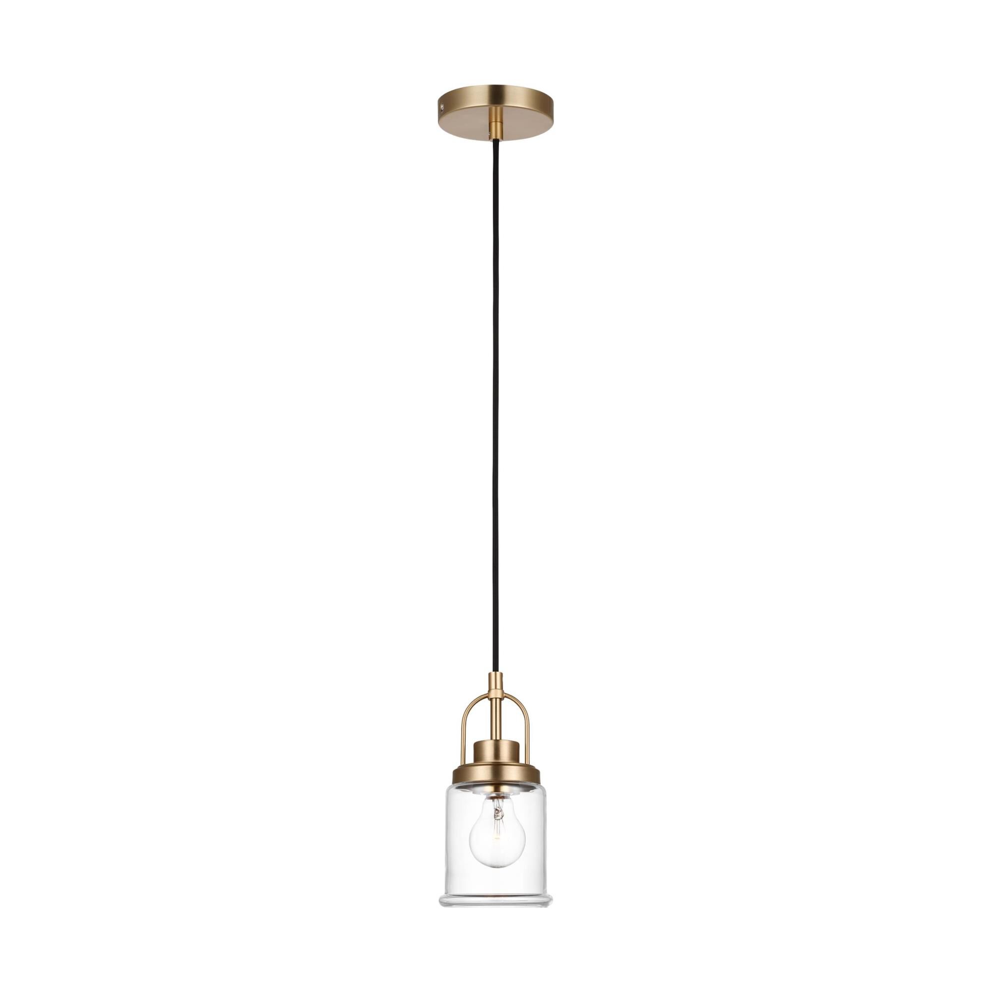 Shown in Satin Brass finish and Clear glass and Clear Glass shade