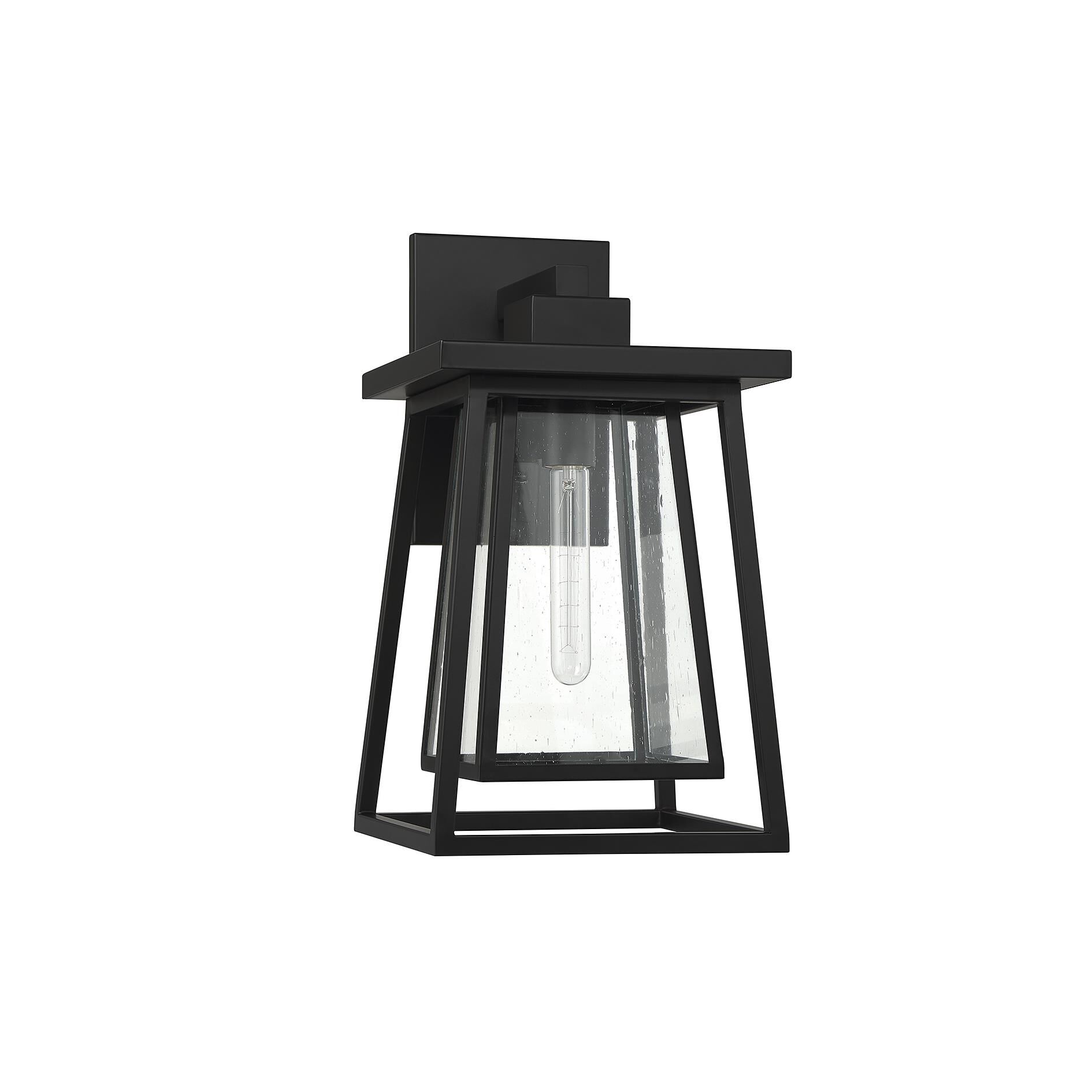 Shown in Matte Black finish and Clear Seeded glass and Glass shade