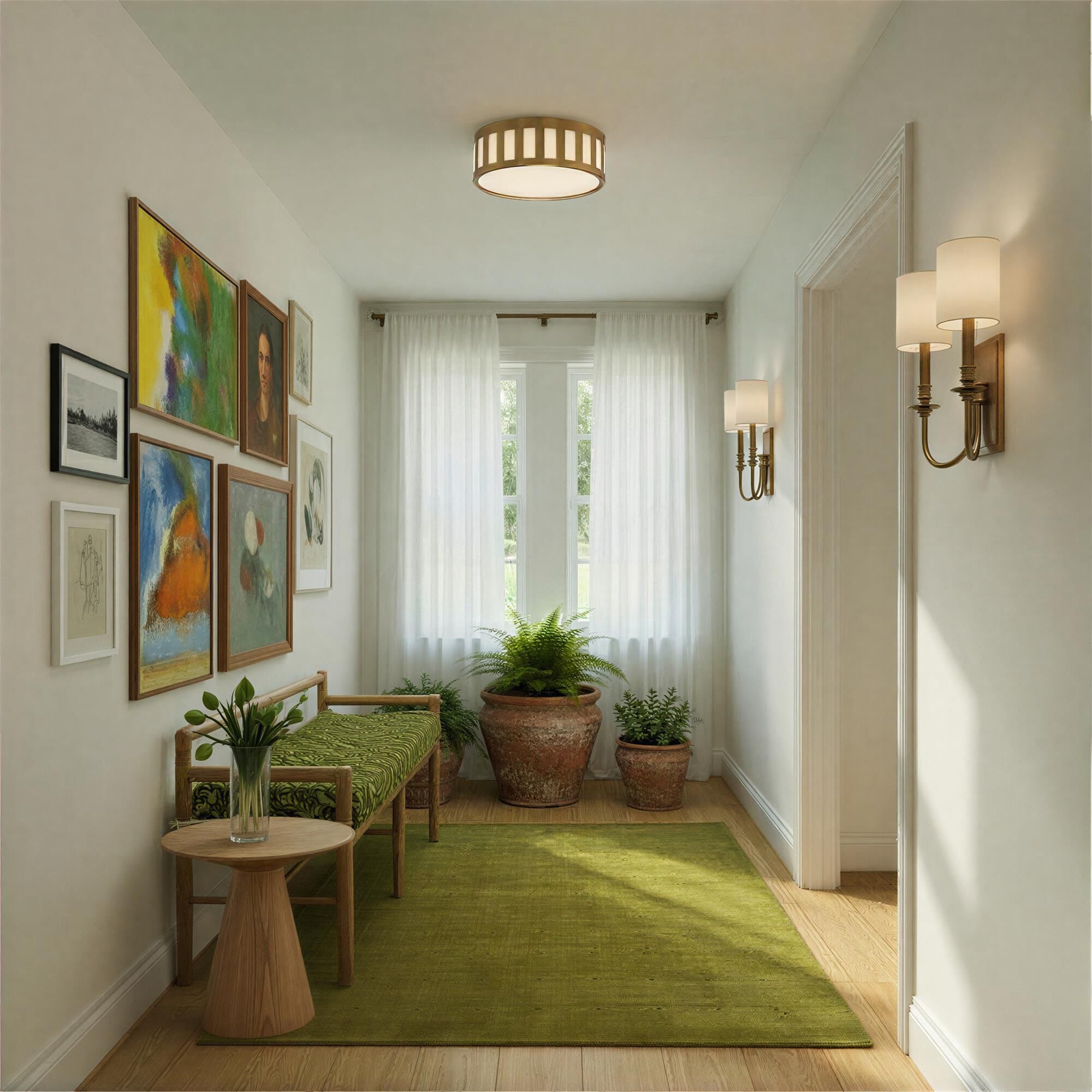 Shown in Vibrant Gold finish and White glass