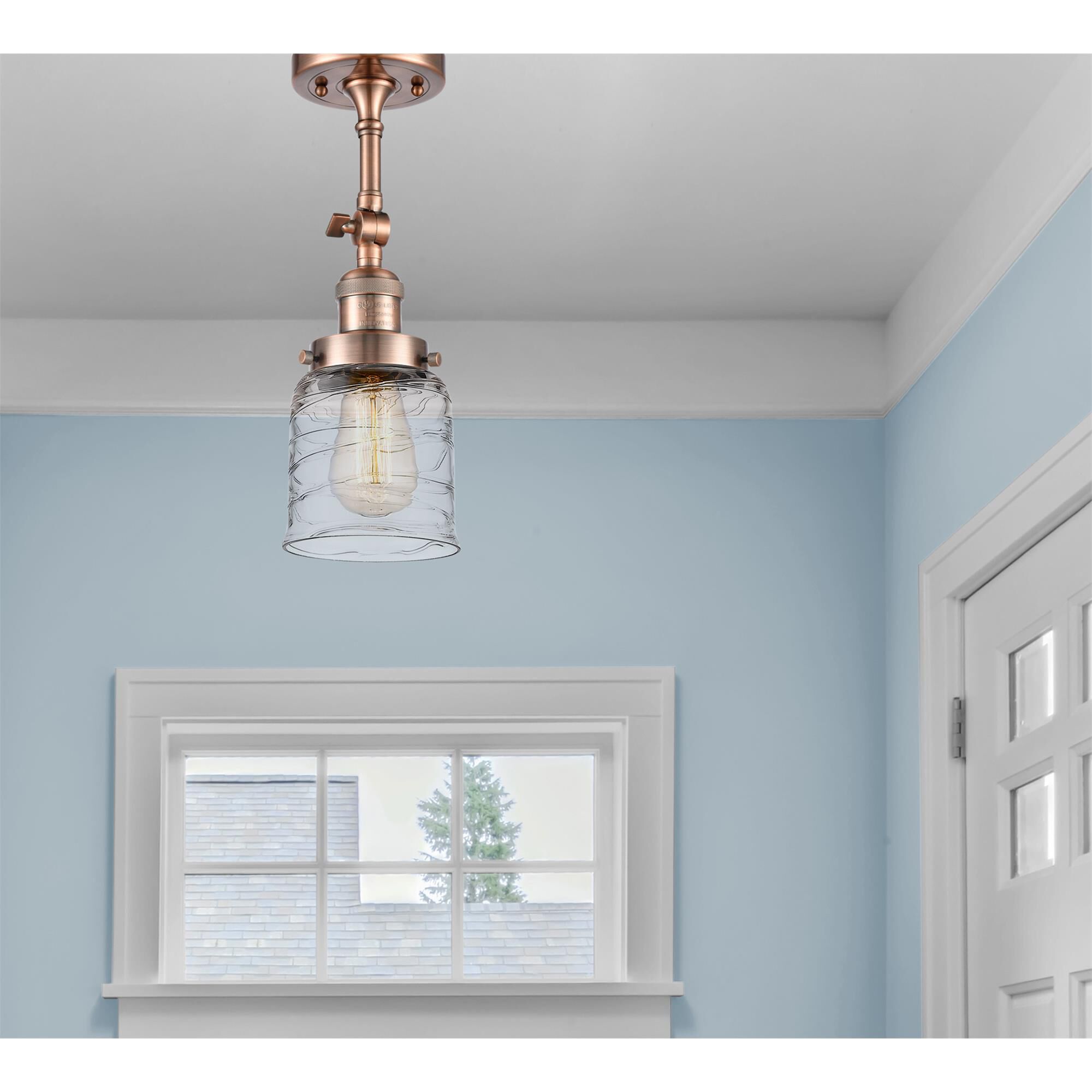 Shown in Antique Copper finish and Clear glass