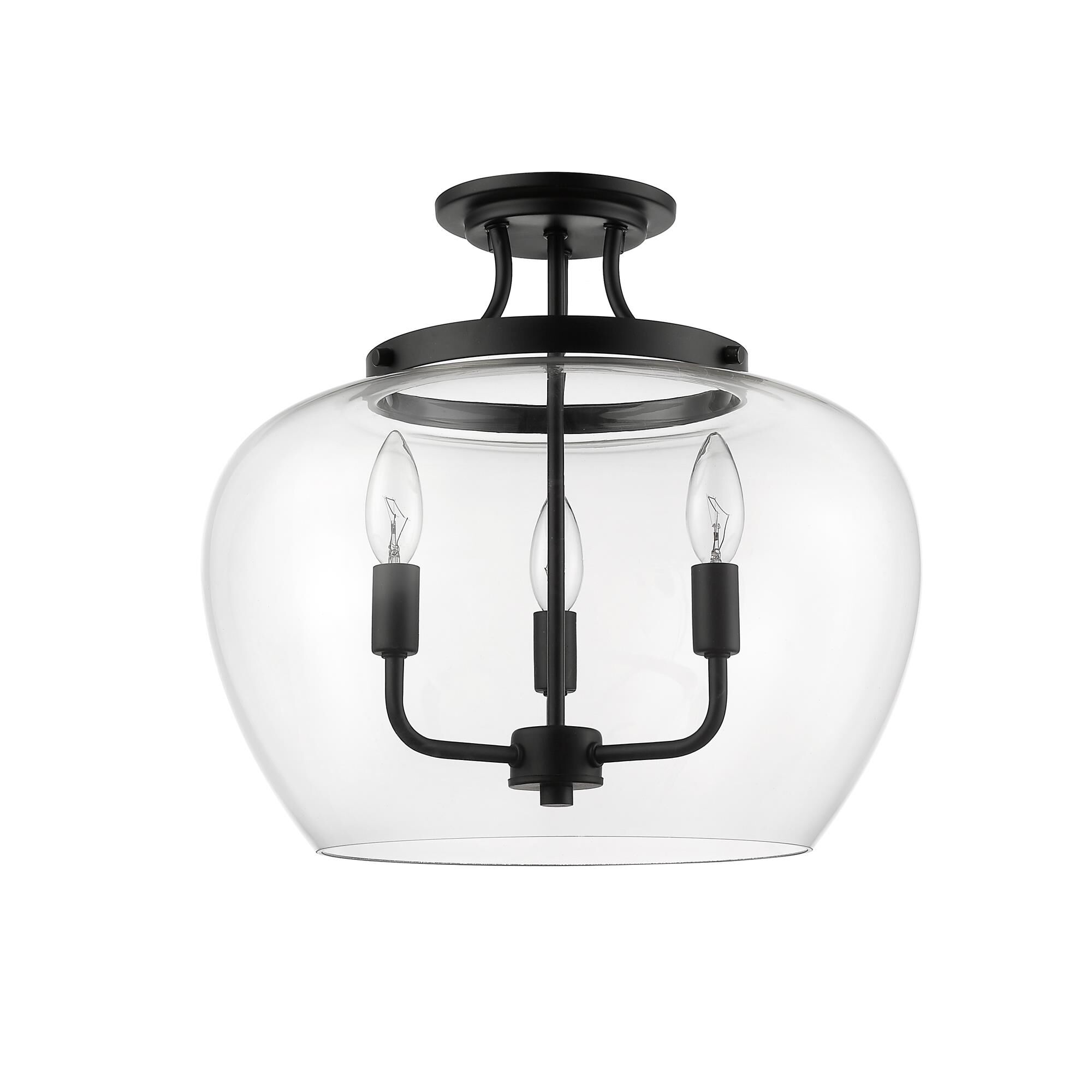 Shown in Matte Black finish and Glass shade