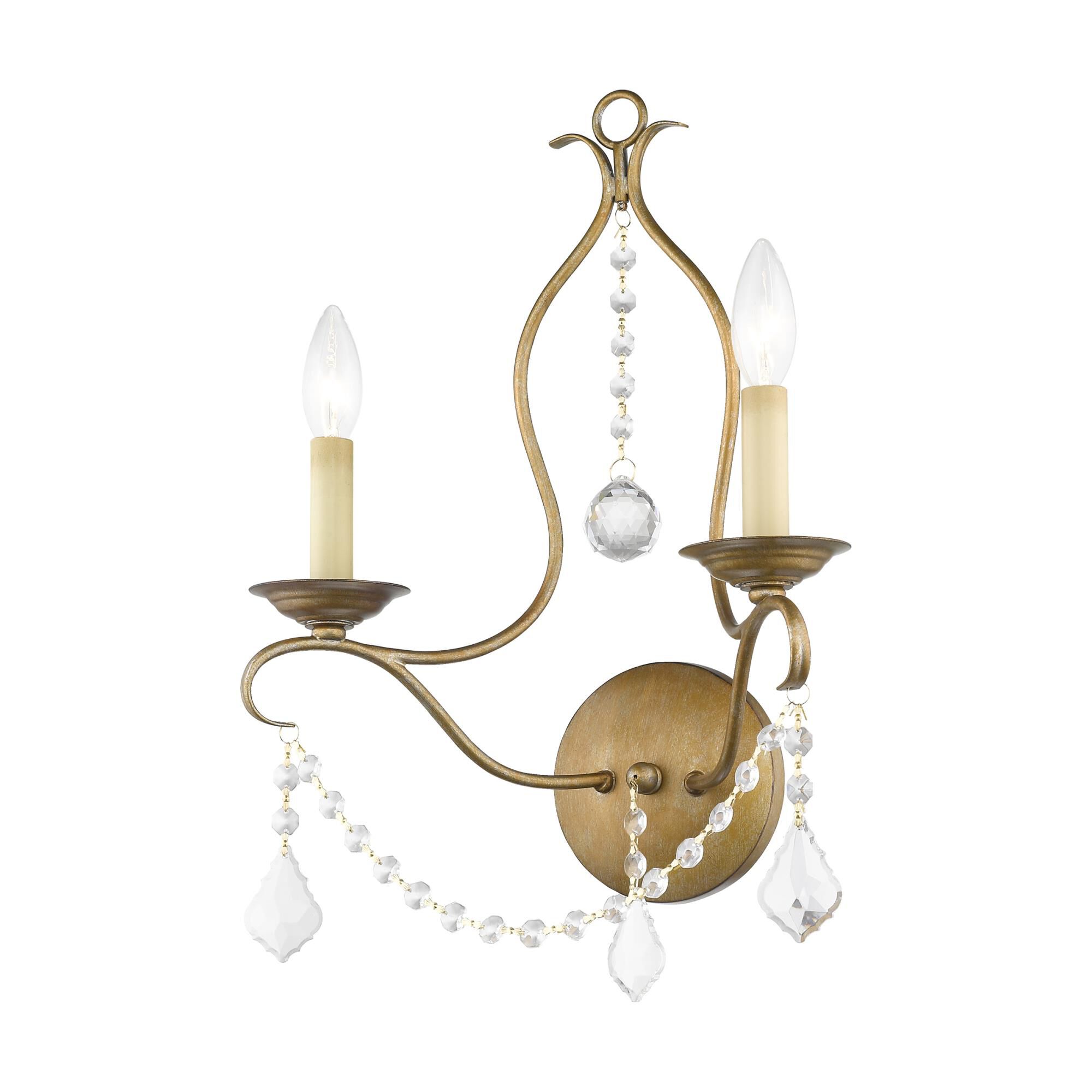 Shown in Antique Gold Leaf finish and Clear crystal