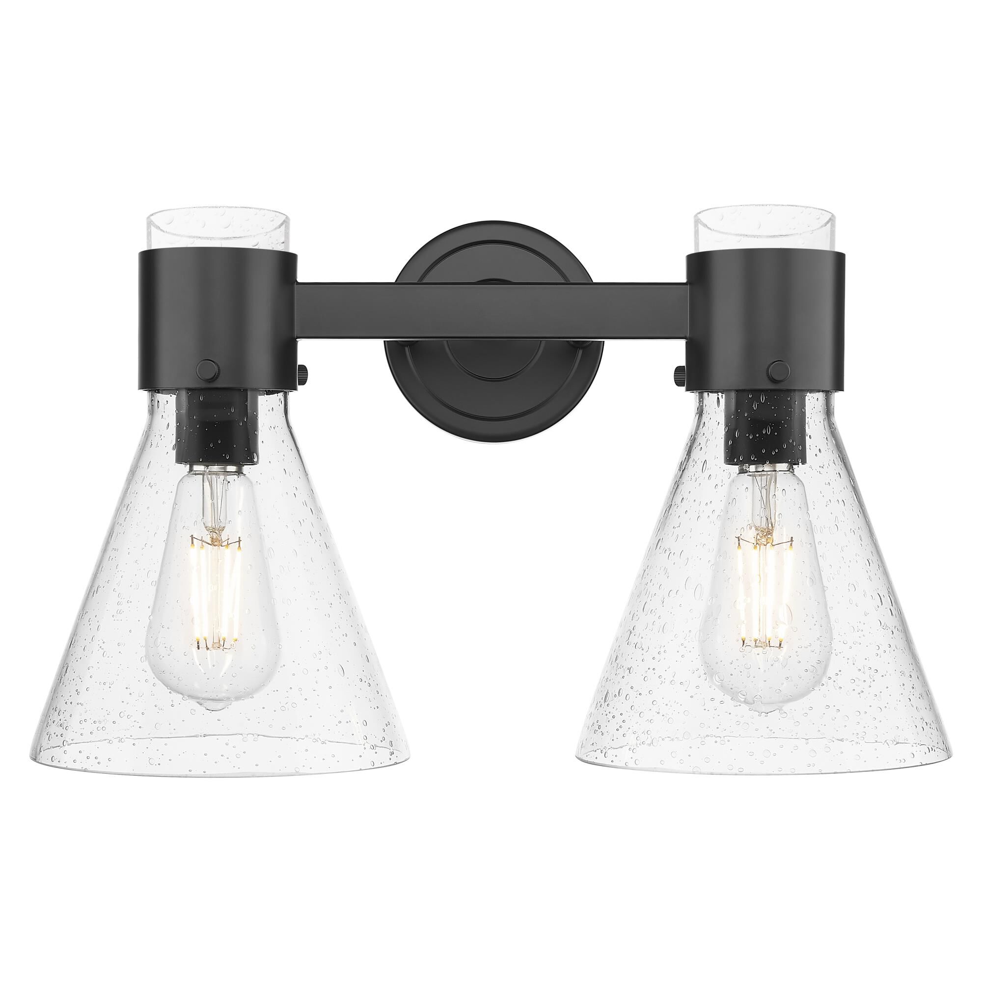 Shown in Matte Black finish and Seedy glass