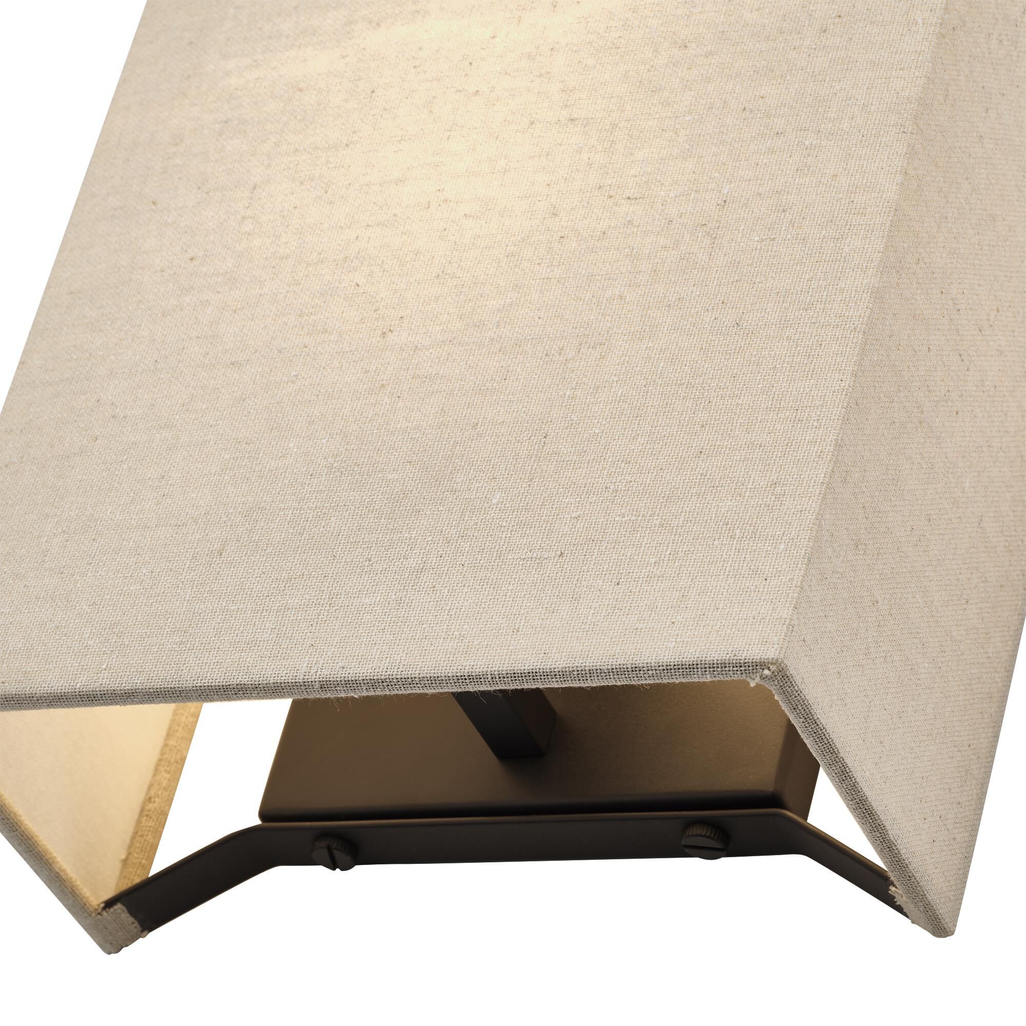 Shown in Bronze finish and Hand Crafted Parchment Color Hardback Fabric with White Color Inside shade