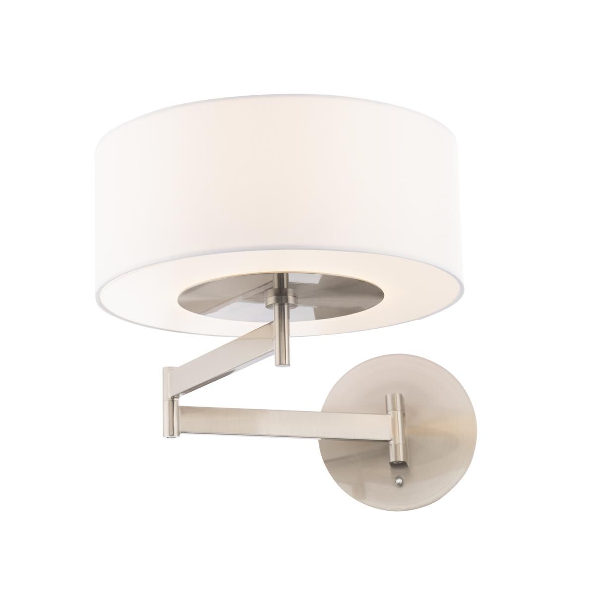 Shown in Brushed Nickel finish and Fabric Diffuser shade