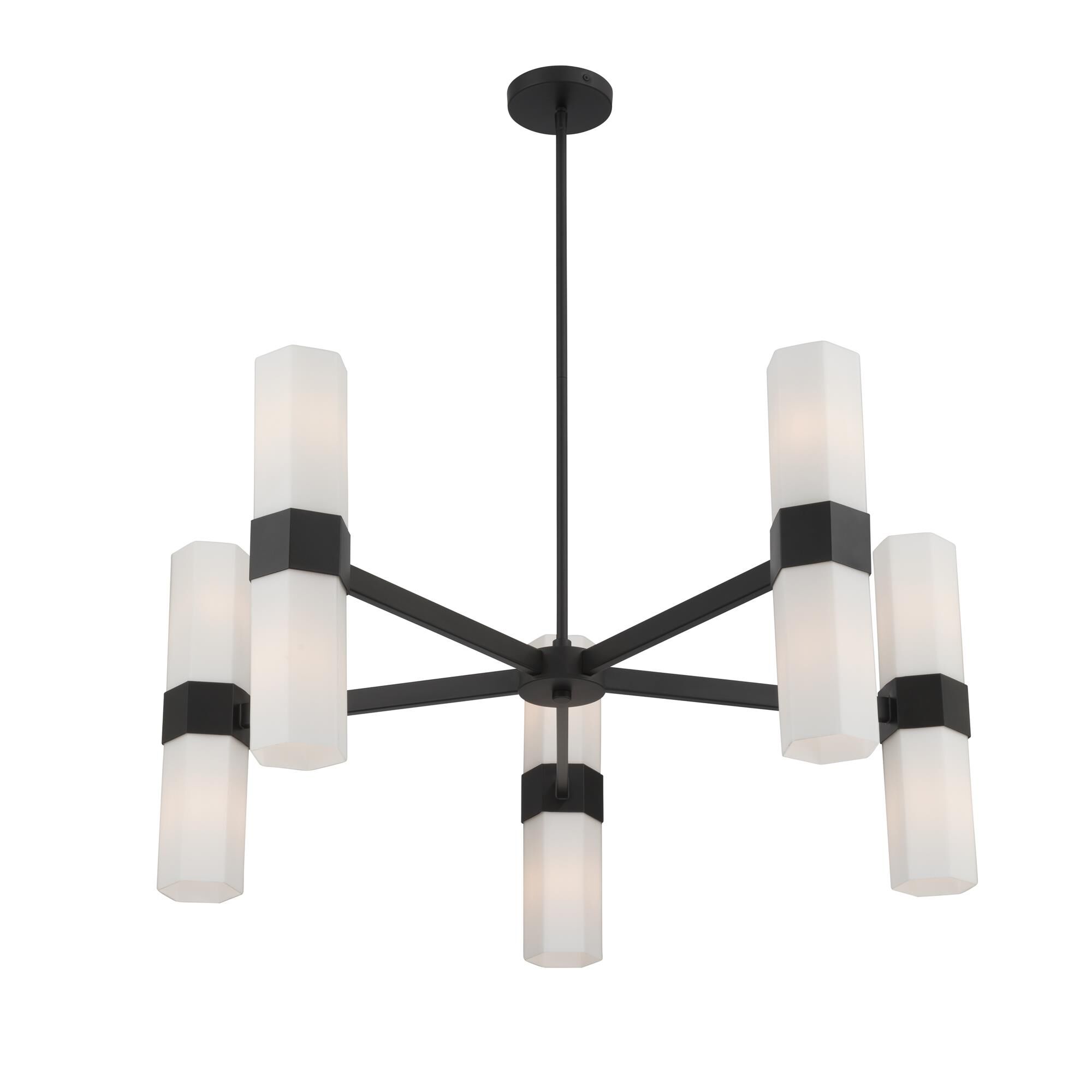 Shown in Dark Matte Black finish and Etched Opal glass