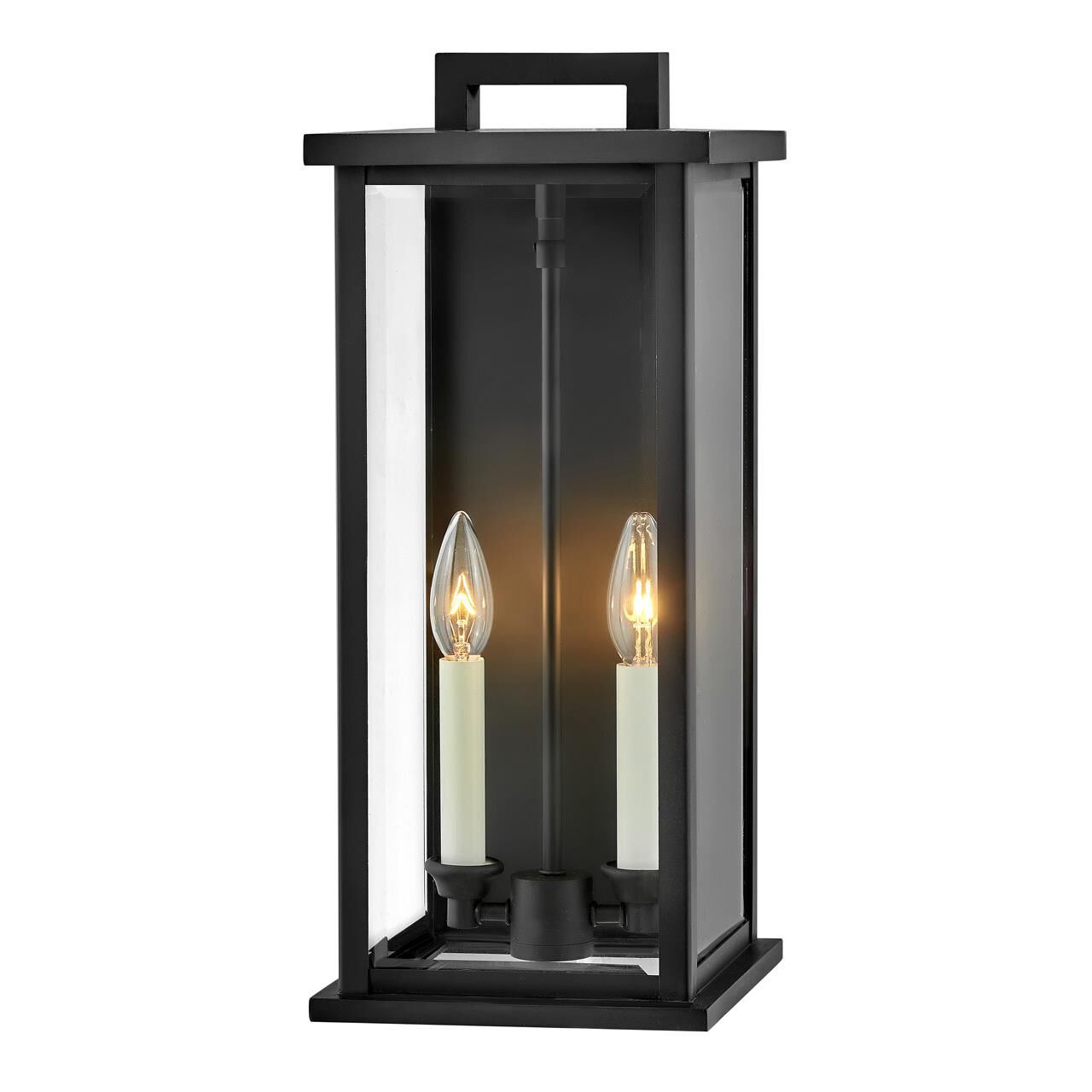 Shown in Black finish and Clear Beveled glass