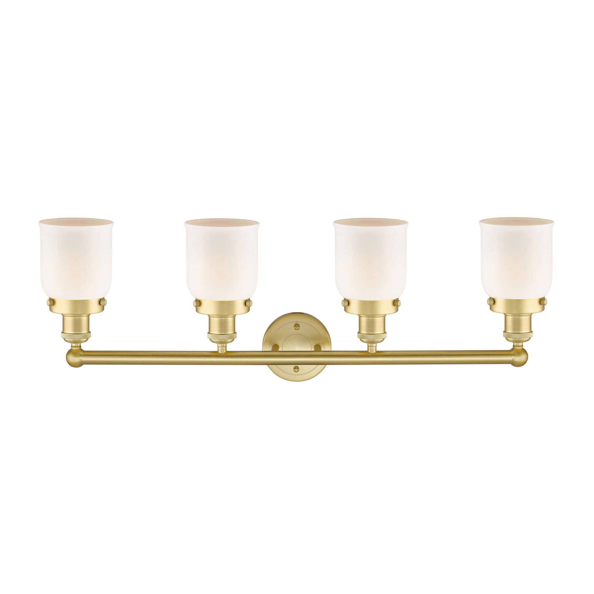 Shown in Satin Gold finish and Matte White glass