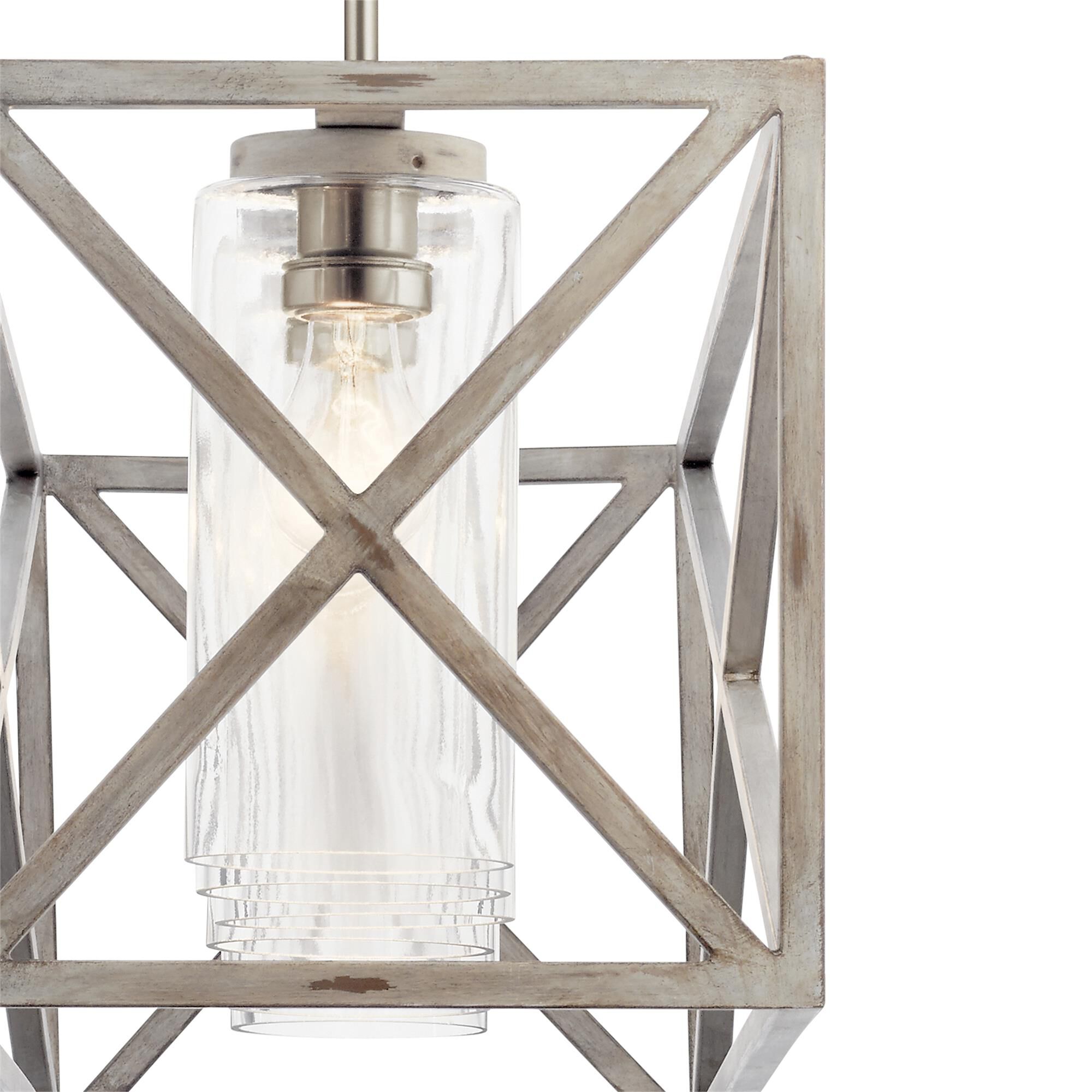 Shown in Distressed Antique White finish and Clear glass