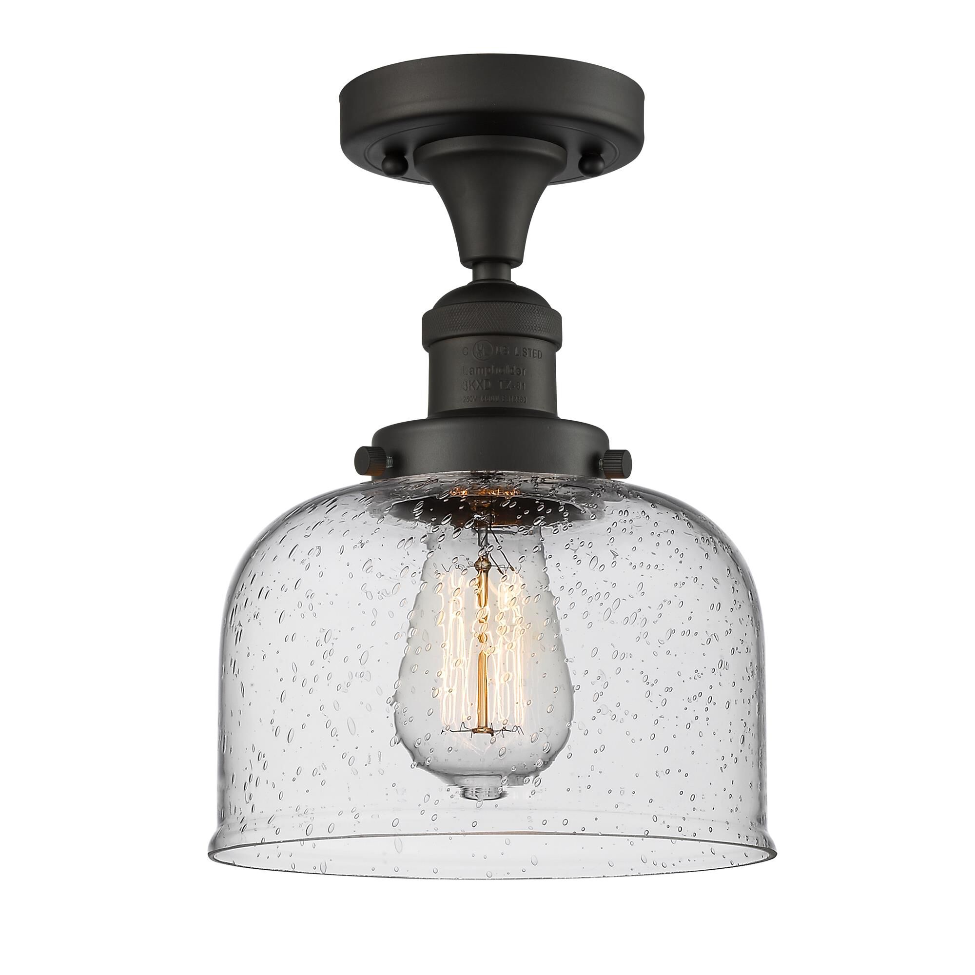 Shown in Oil Rubbed Bronze finish and Seedy glass