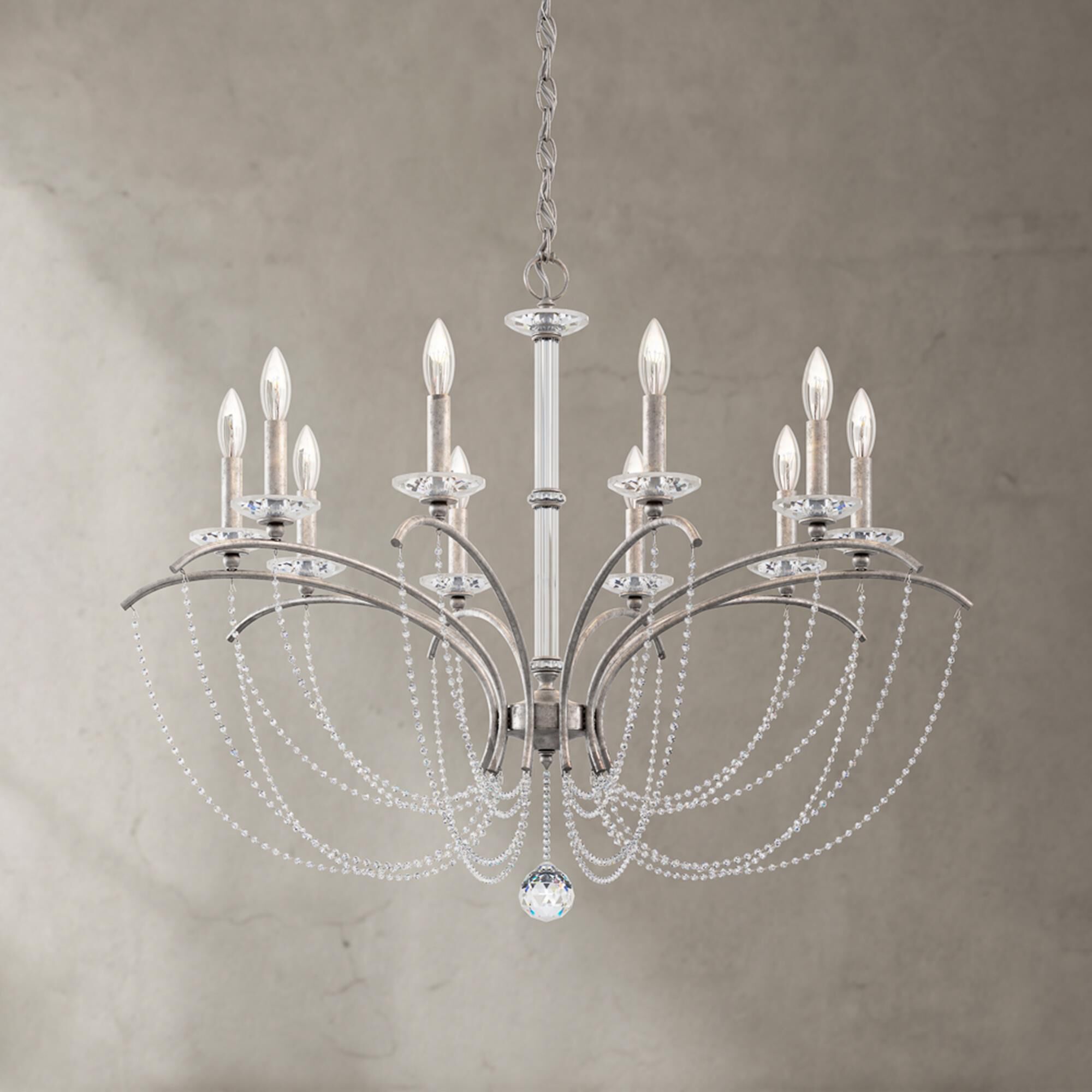 Shown in Antique Silver finish and Clear Optic crystal