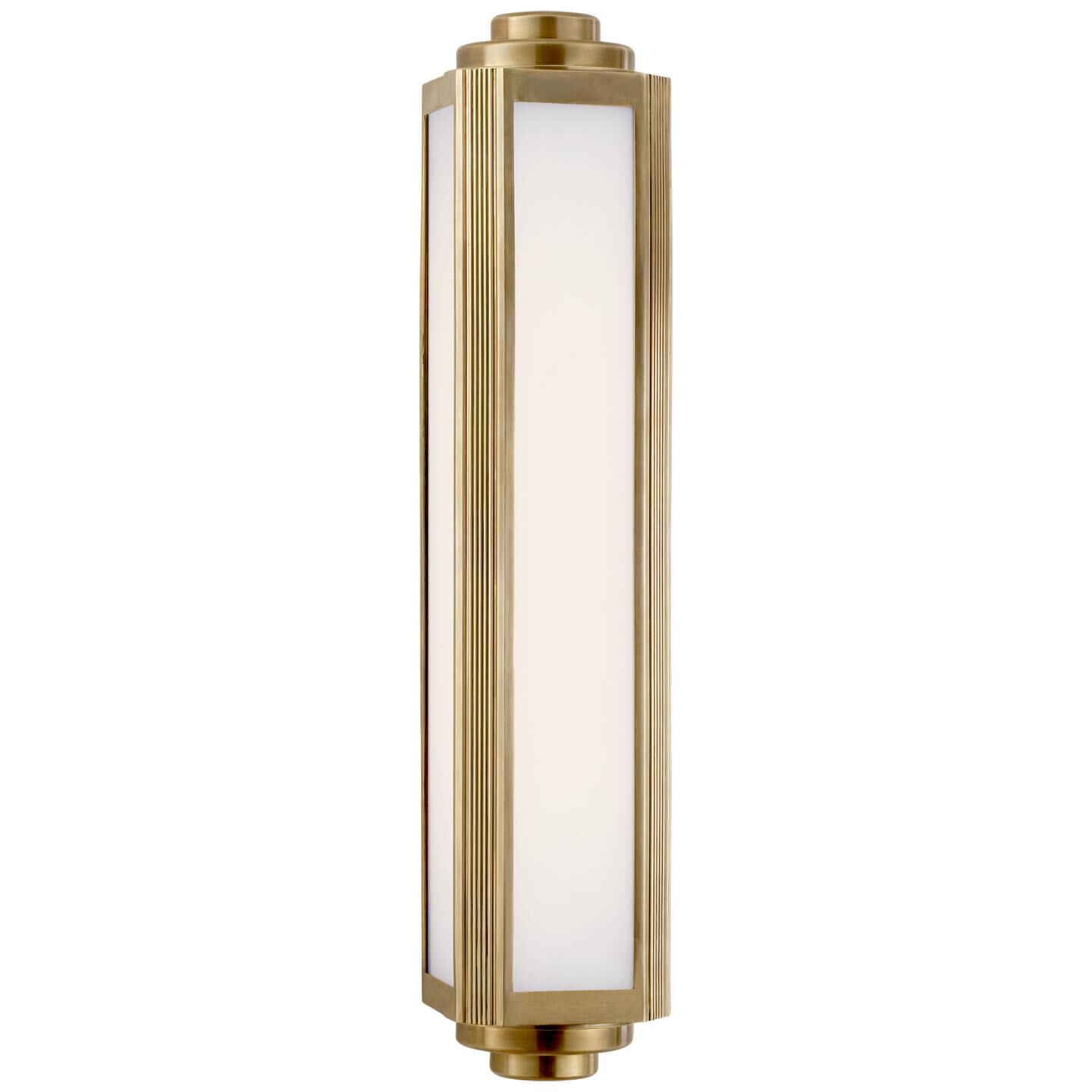 Shown in Natural Brass finish and White glass
