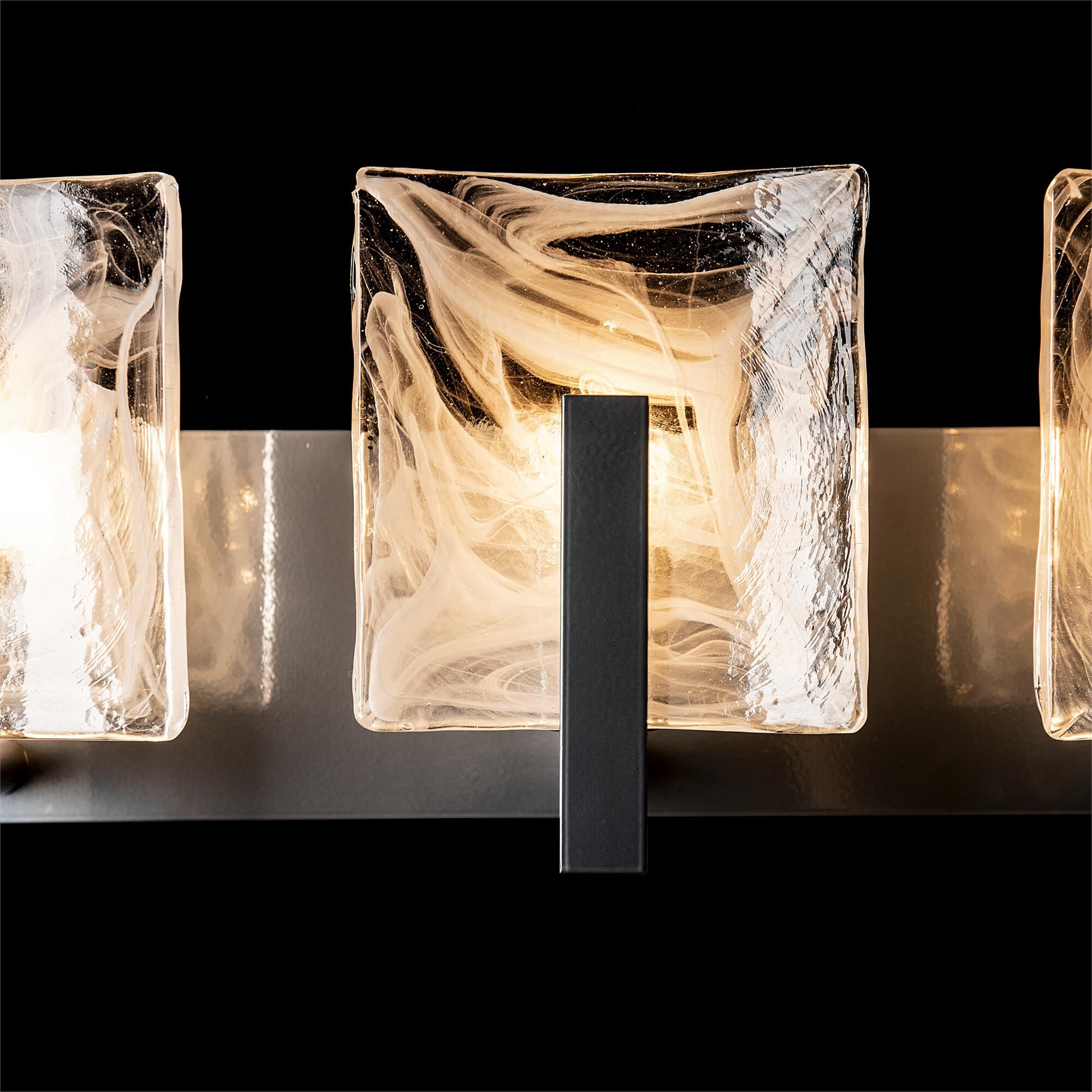 Shown in Sterling finish and White Swirl glass