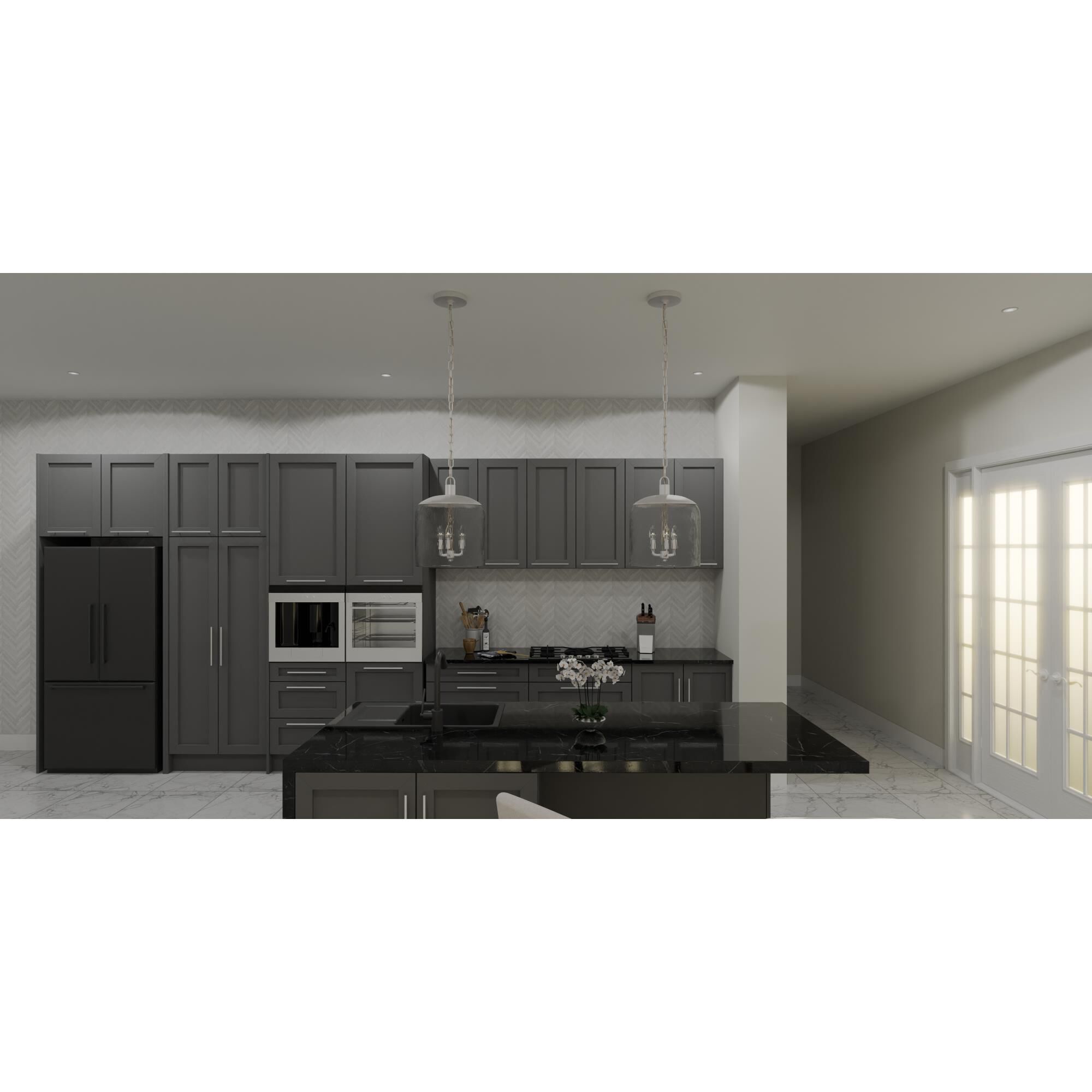 Shown in Brushed Nickel finish and Clear Water glass