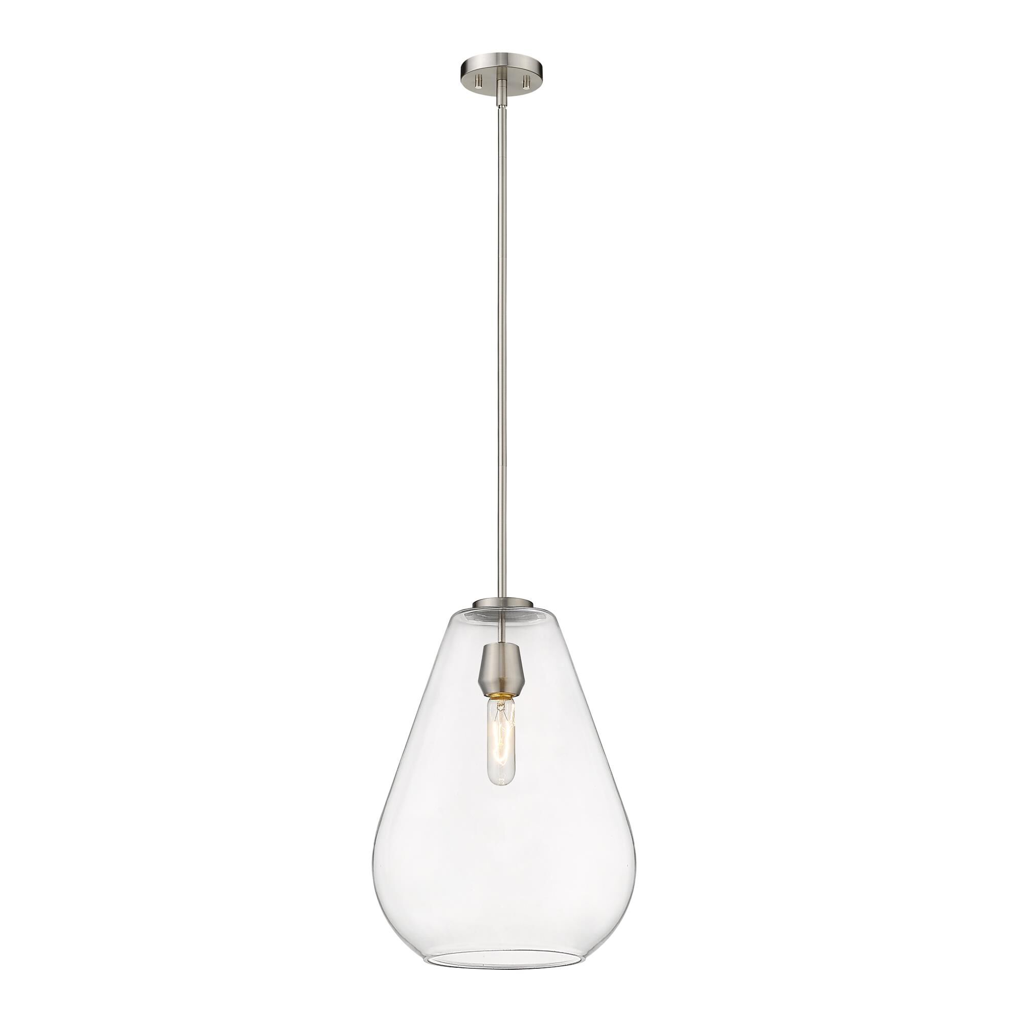 Shown in Brushed Nickel finish and Glass shade
