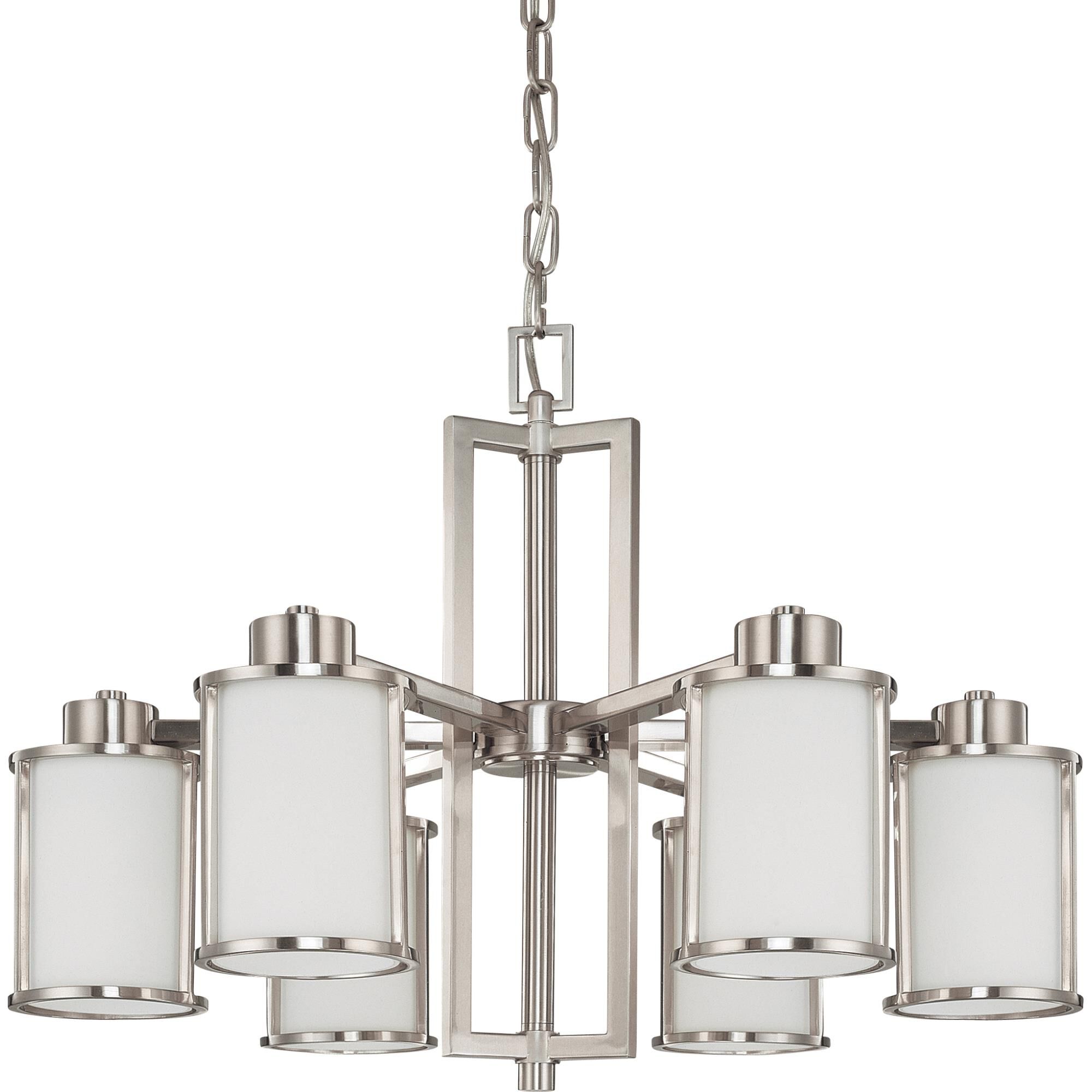 Shown in Brushed Nickel finish and Satin White glass