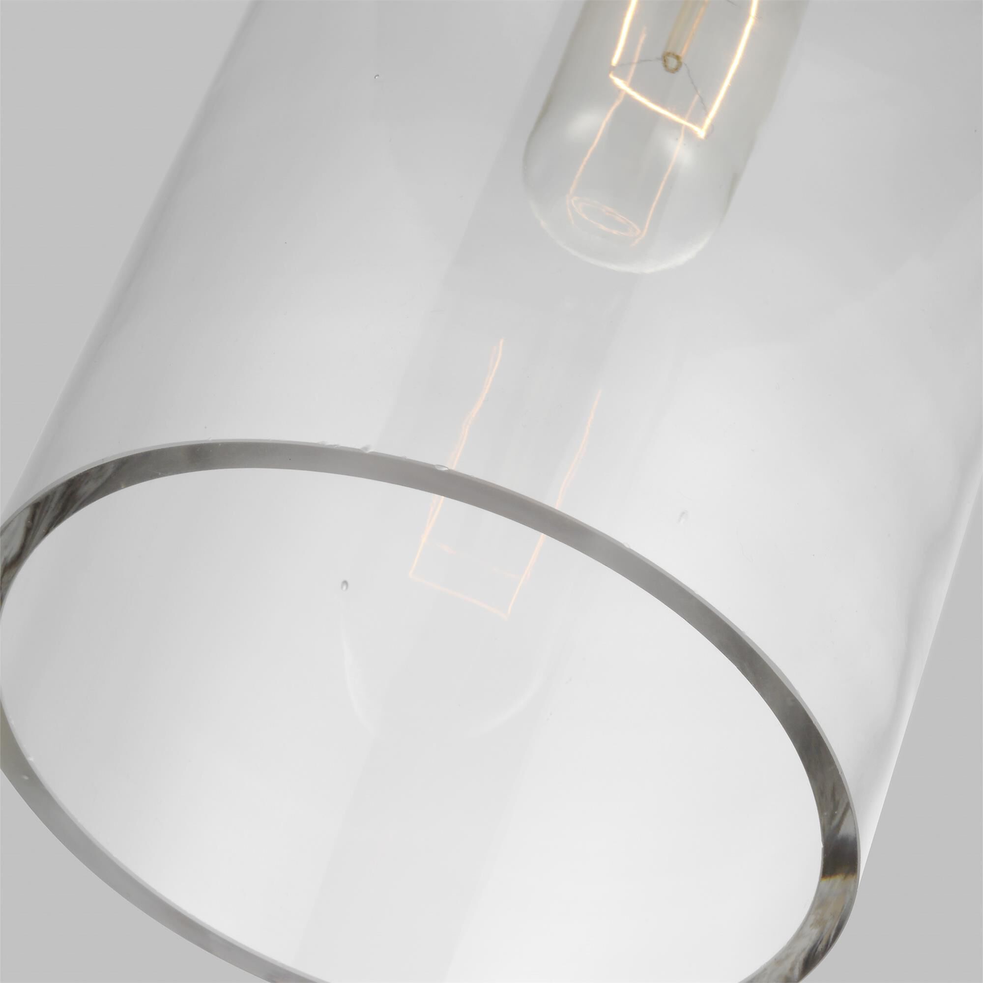Shown in Burnished Brass finish and Clear glass
