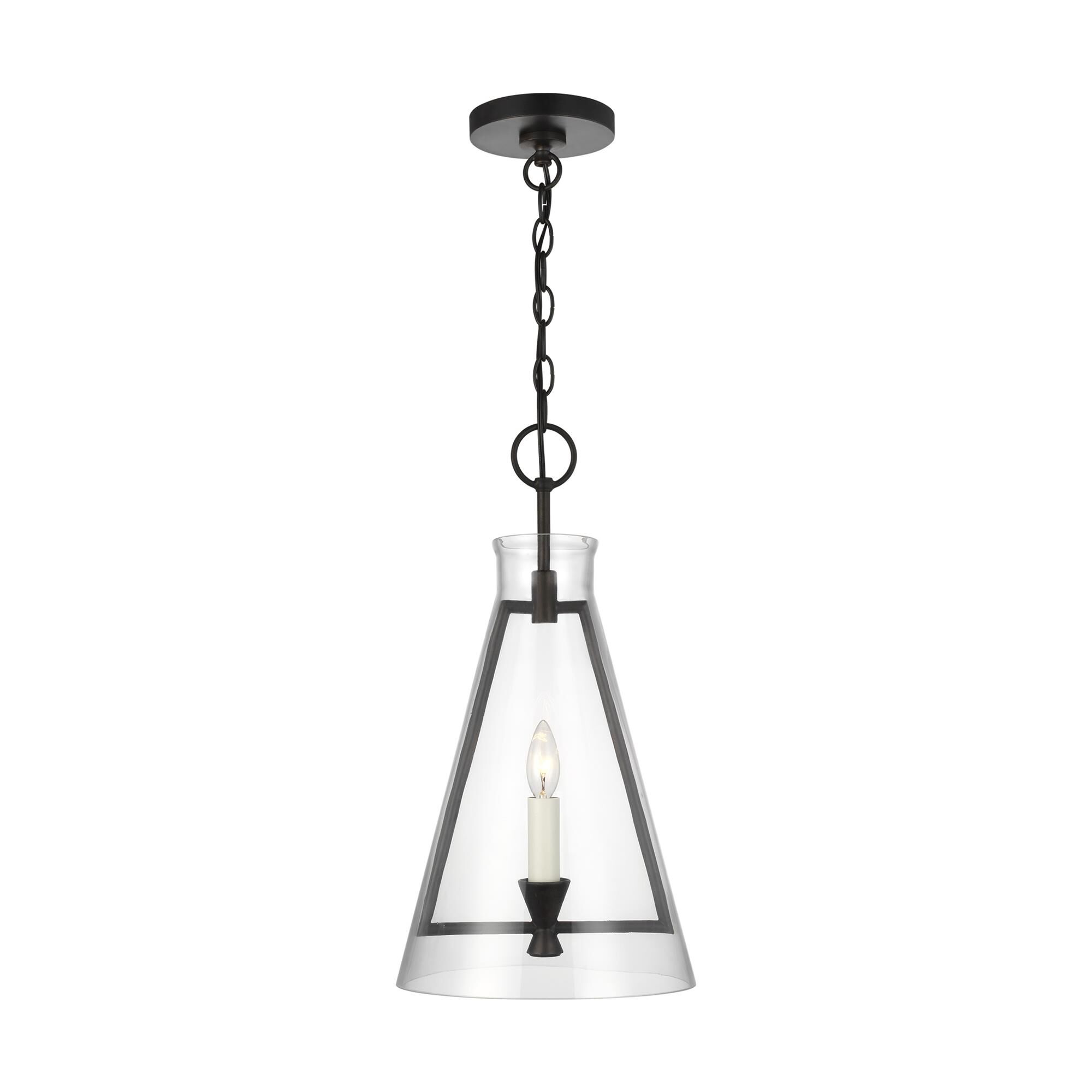 Shown in Aged Iron finish and Clear glass