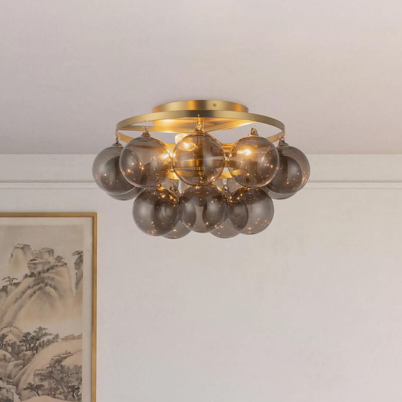 Peyton Fox Faye 18 Inch 3 Light Semi Flush Mount by Alora Mood