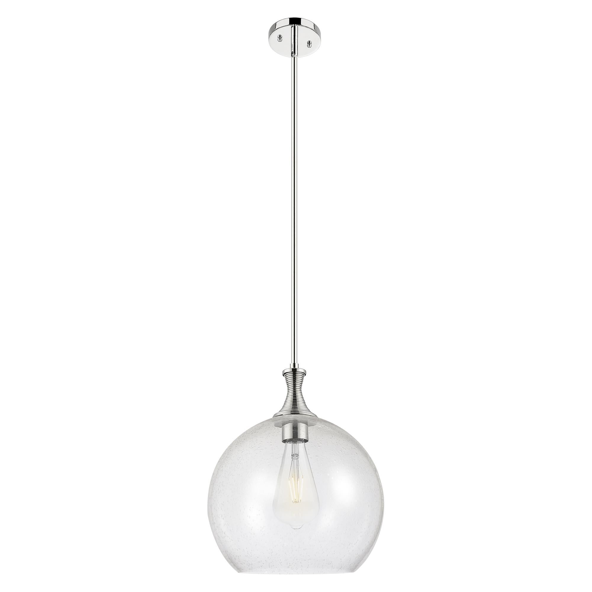Shown in Polished Nickel finish and Seedy glass