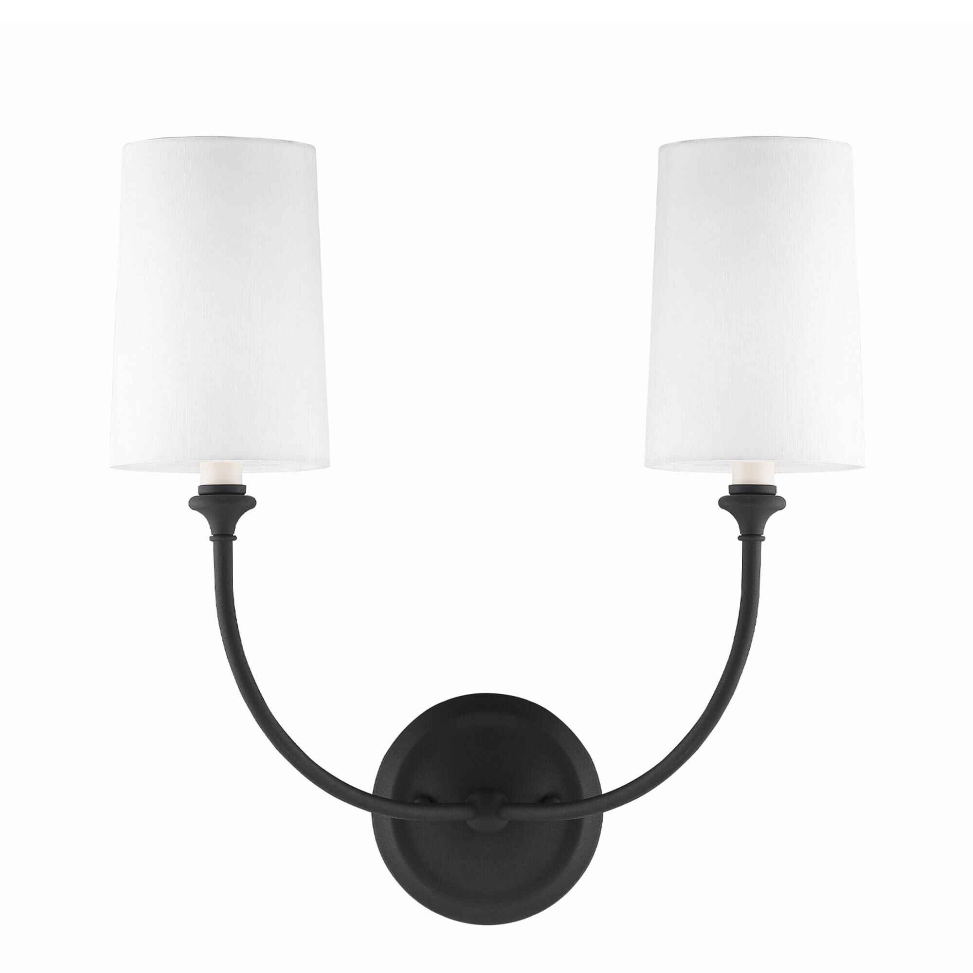 Shown in Black Forged finish and Silk glass and White shade