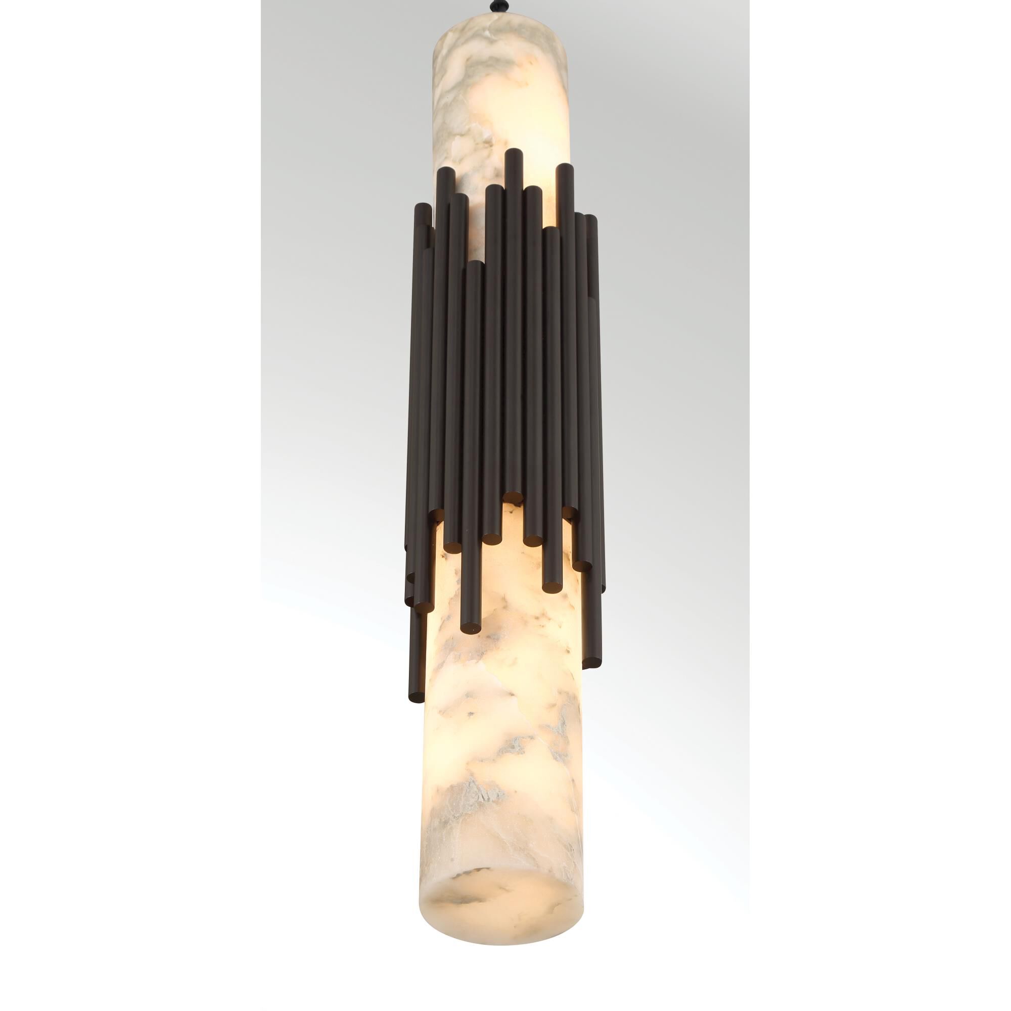 Shown in Urban Bronze finish and Alabaster glass