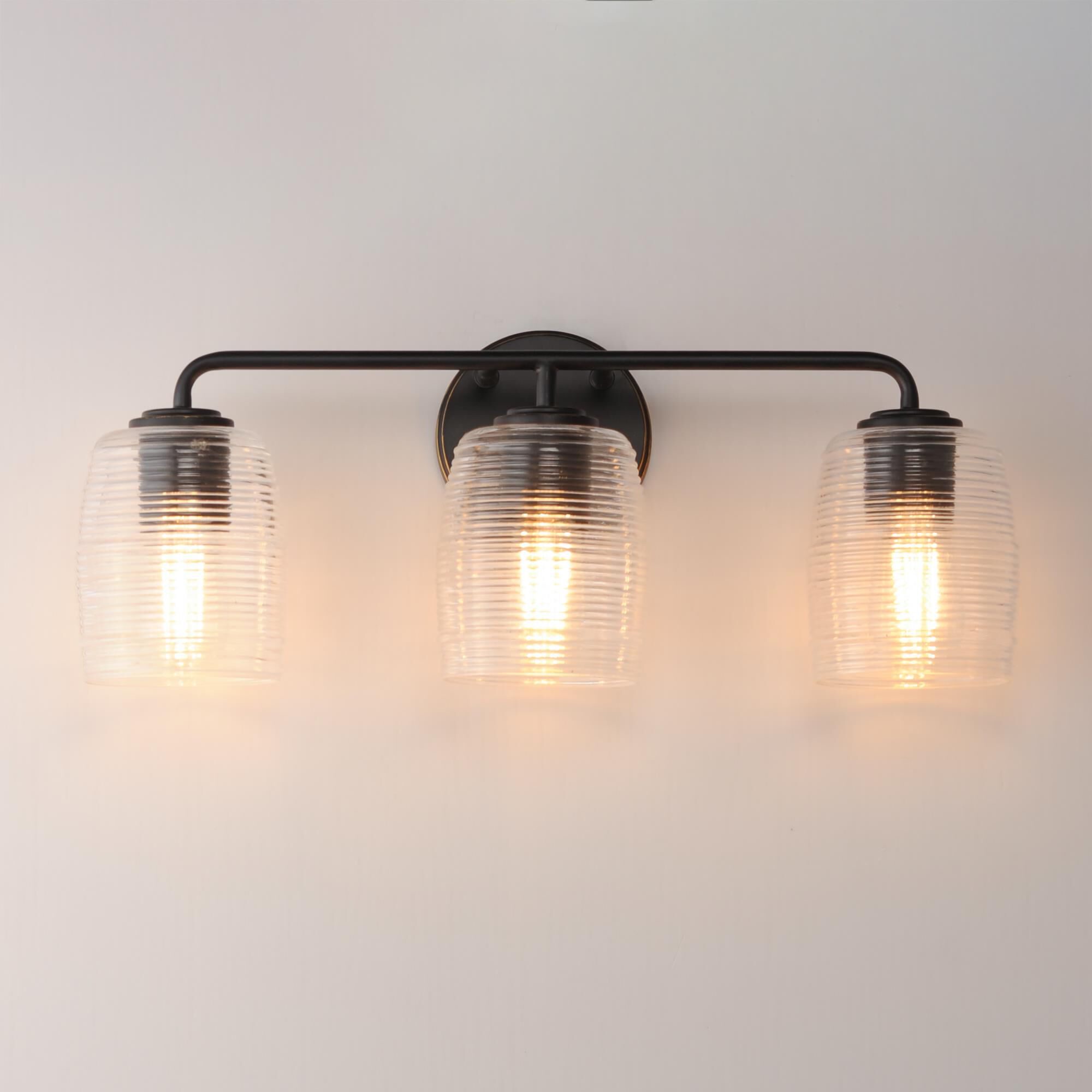 Shown in Kentucky Bronze finish and Clear Ribbed glass