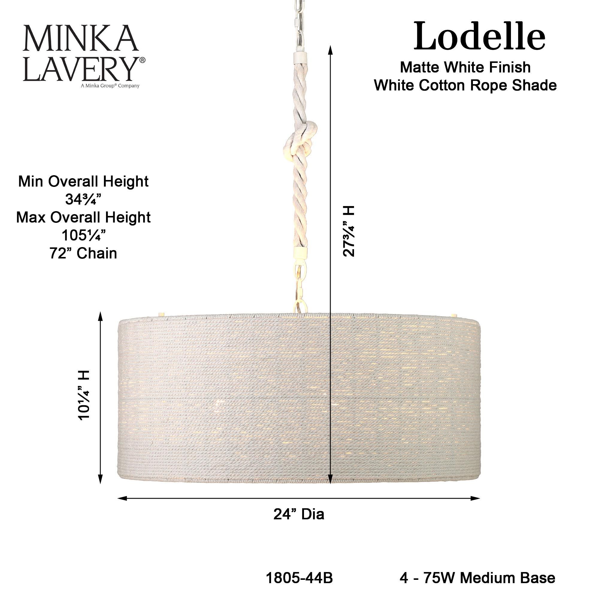 Shown in Matte White finish and Cotton Rope shade