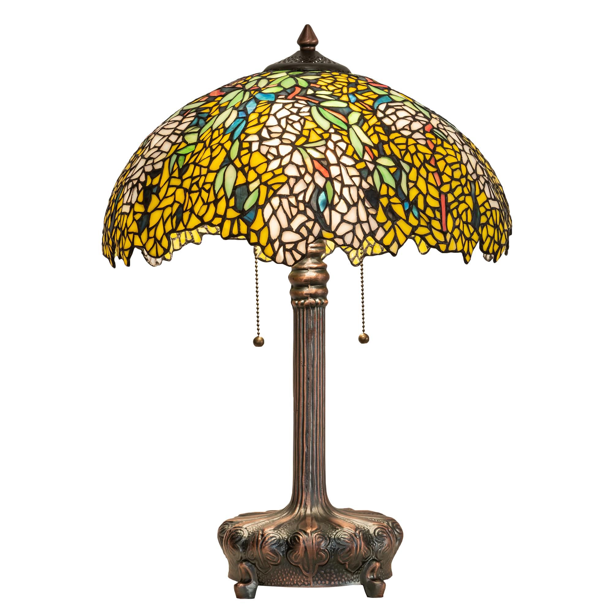 Shown in Mahogany Bronze finish and Sunflower;Green;Blue;Beige glass