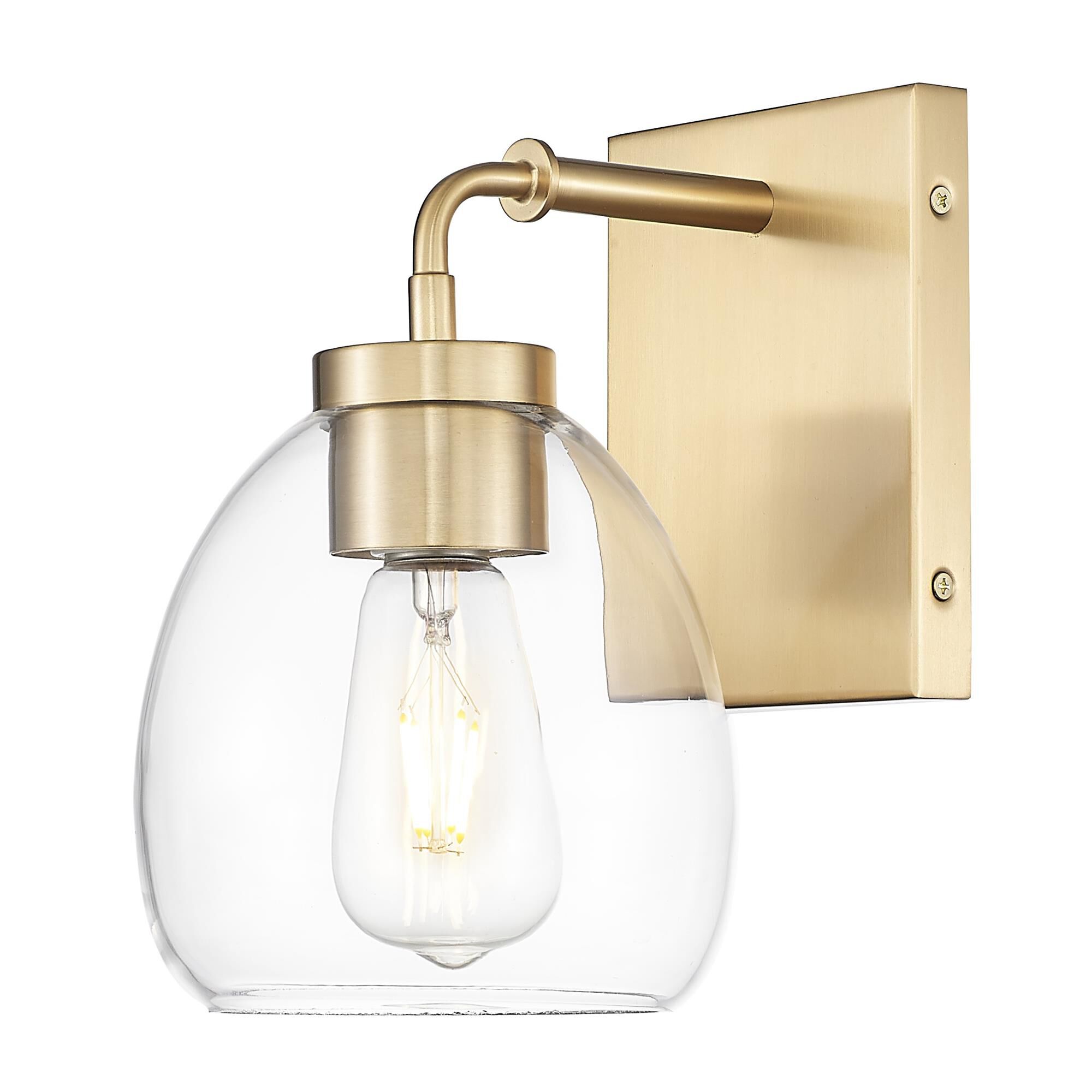 Shown in Brass finish and Clear Glass Globe shade