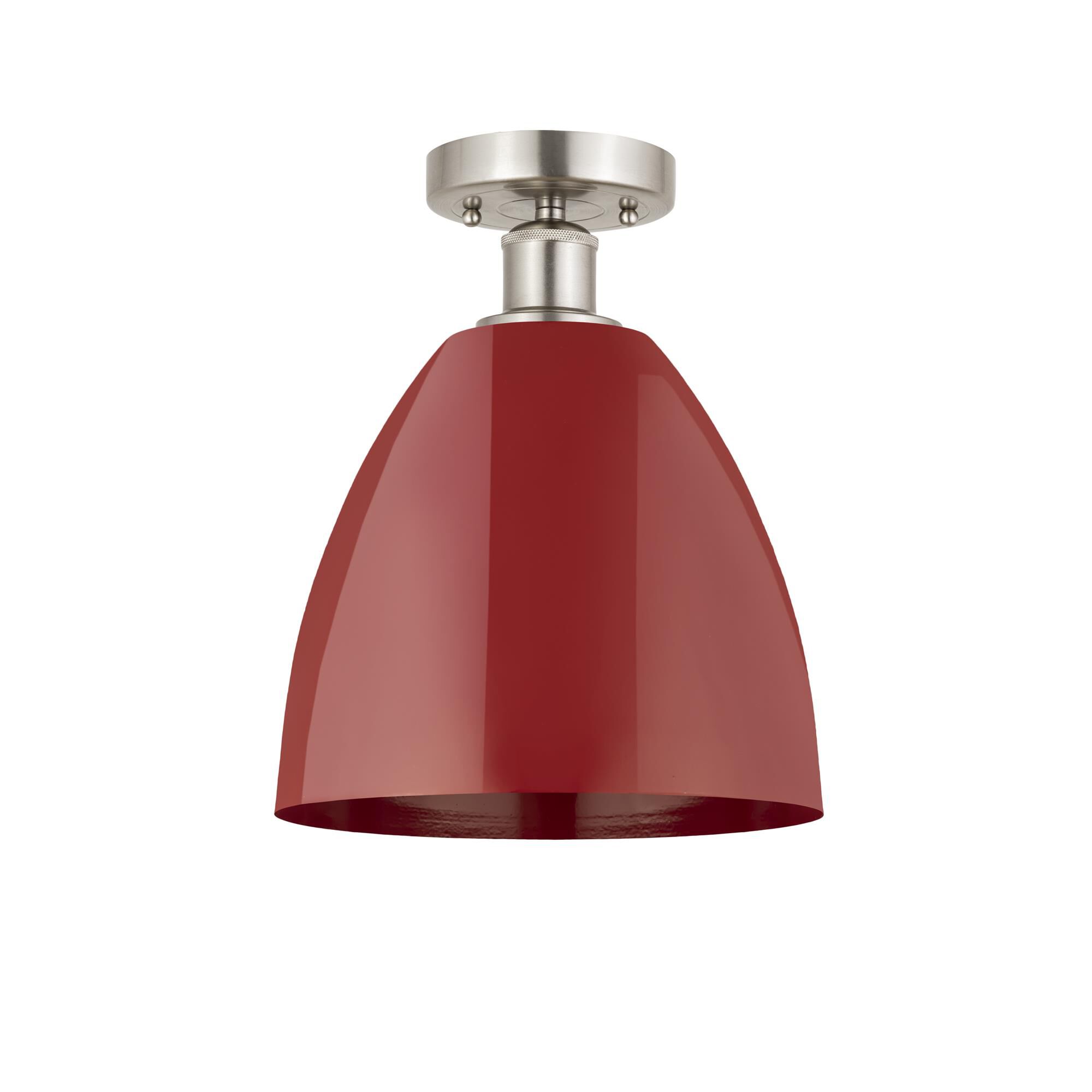 Shown in Brushed Satin Nickel and Red finish and Red Metal shade