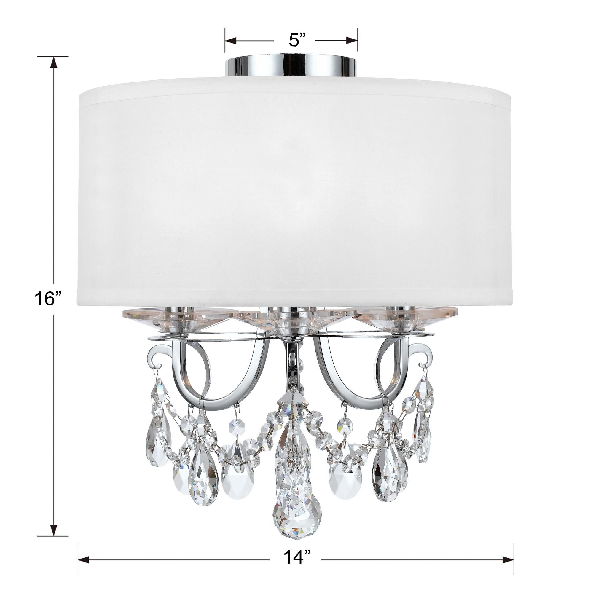 Shown in Polished Chrome finish and Hand Cut Crystal crystal and Silk glass and White shade
