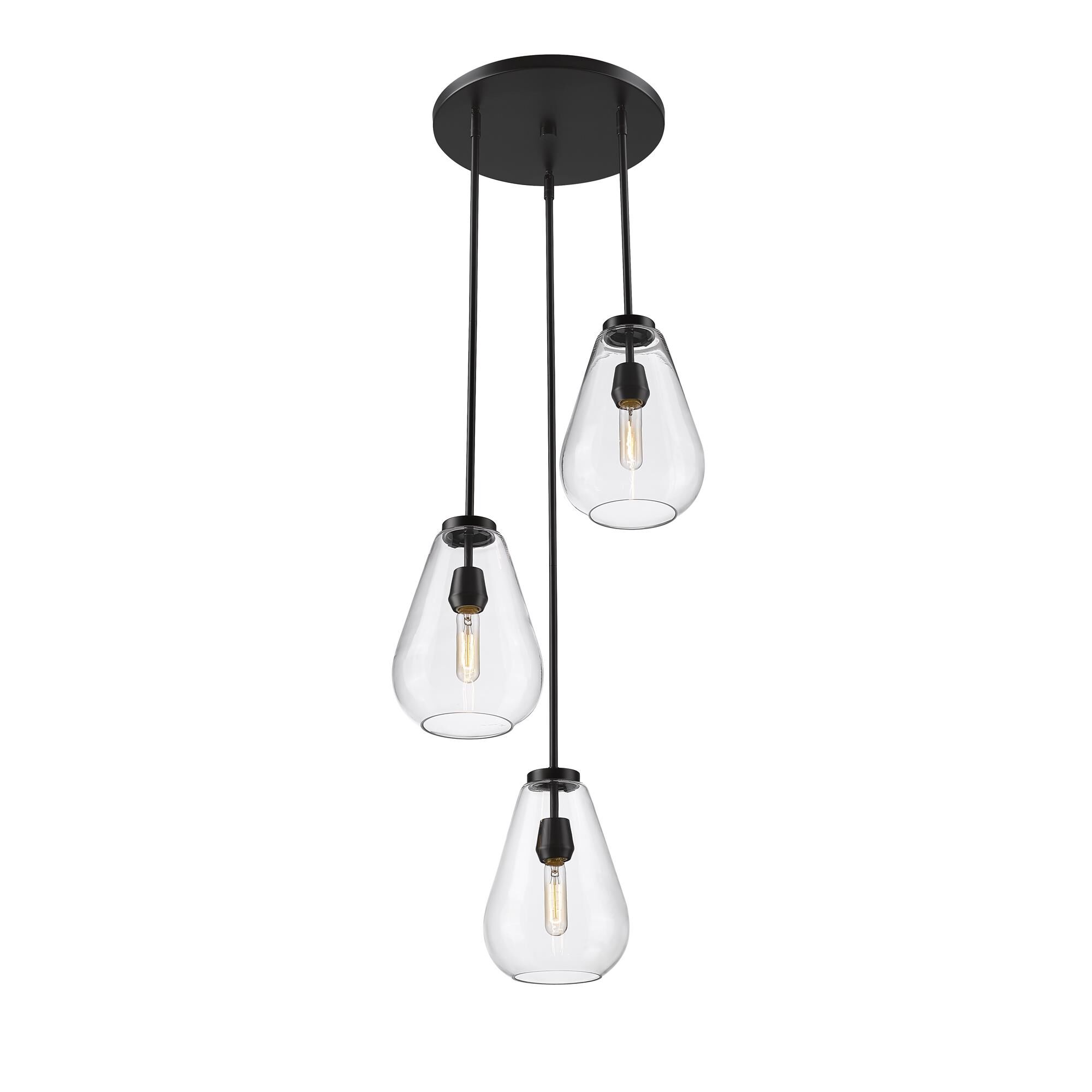 Shown in Matte Black finish and Clear glass and Clear shade