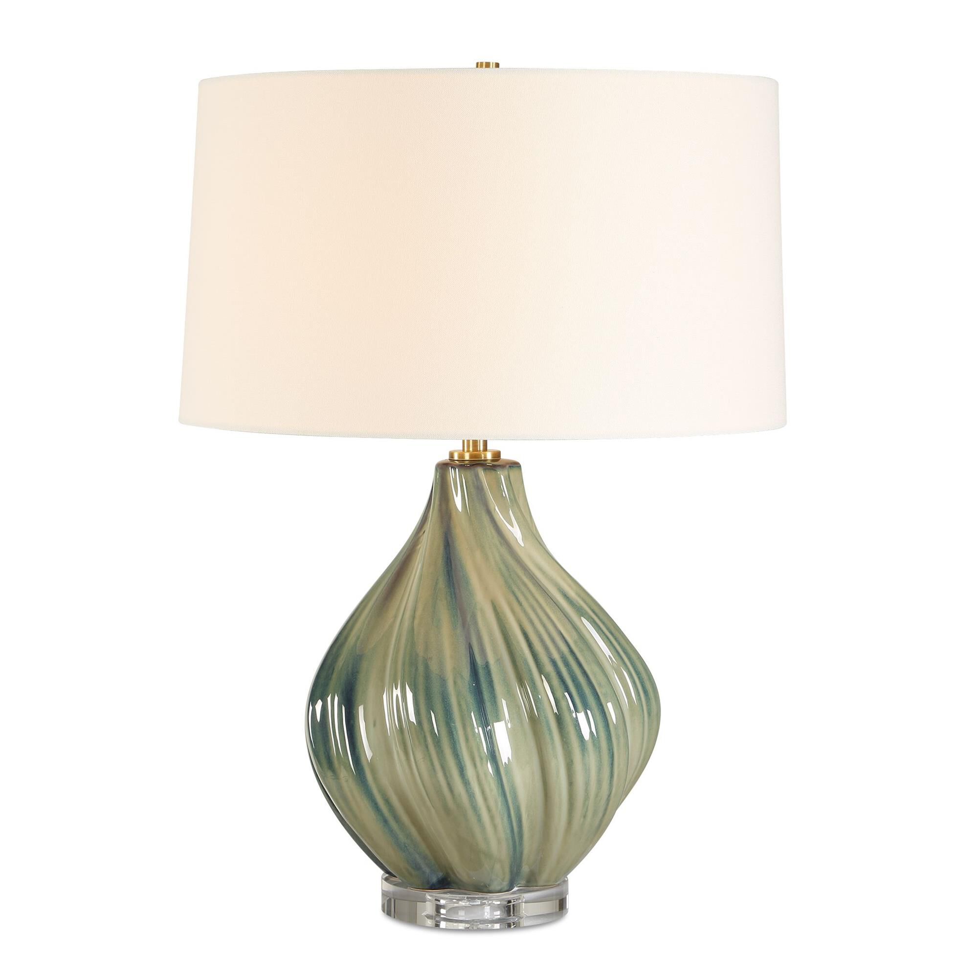 Shown in Blue, Green finish and Drum Hardback Rolled Edge shade