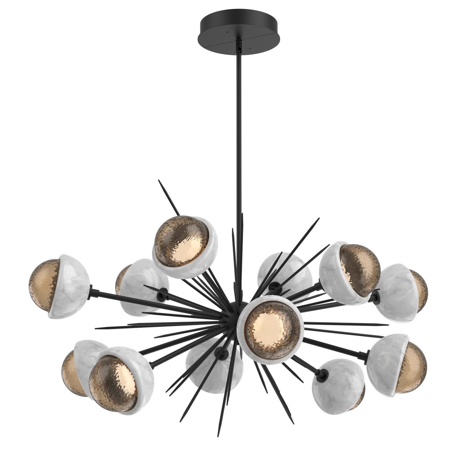 Shown in Matte Black finish and Bronze glass and White Marble accent