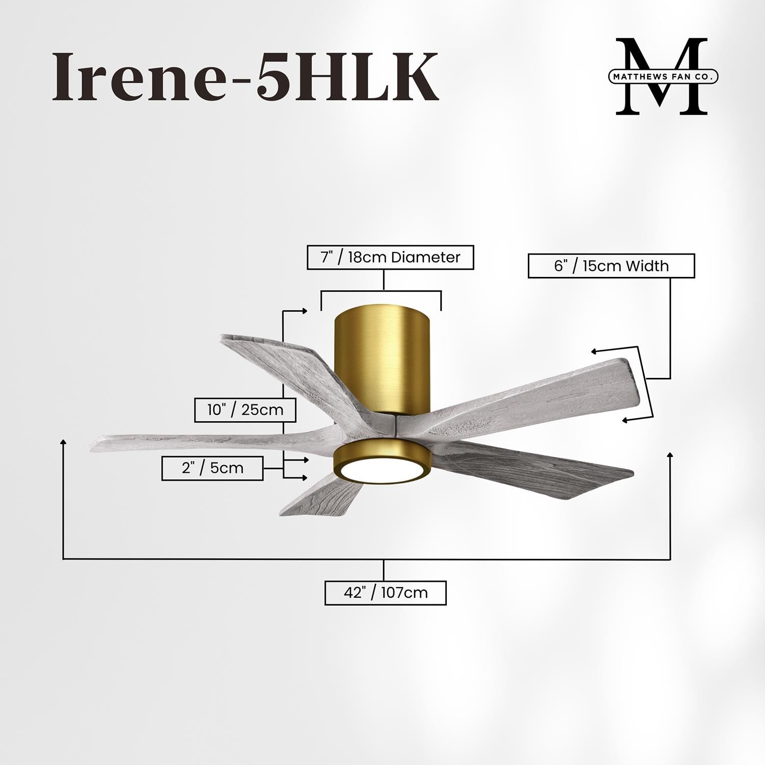 Irene 42 Inch Flush Mount Fan with Light Kit by Matthews Fan Company