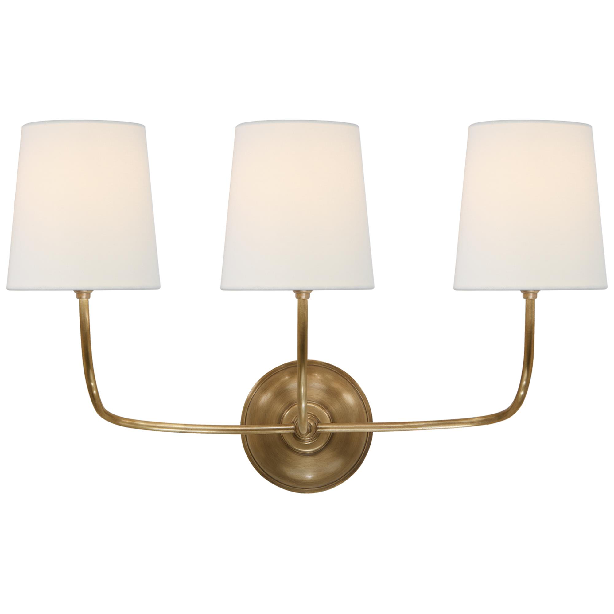 Shown in Hand-Rubbed Antique Brass finish and Linen shade