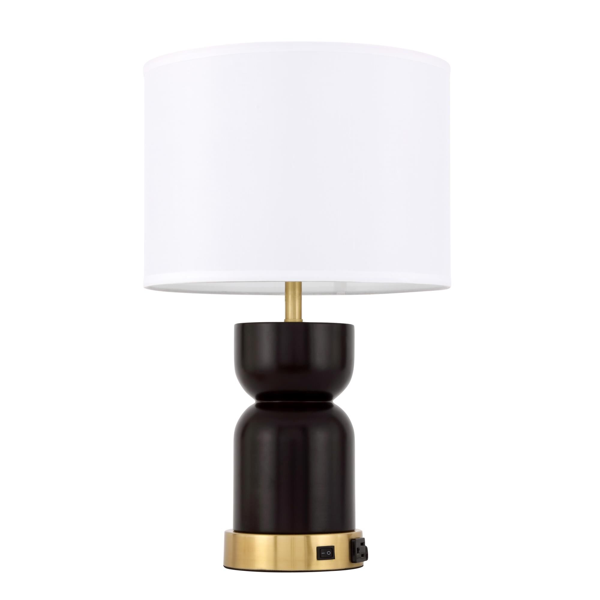 Shown in Brushed Brass And Dark Red finish and Fabric - Off White shade