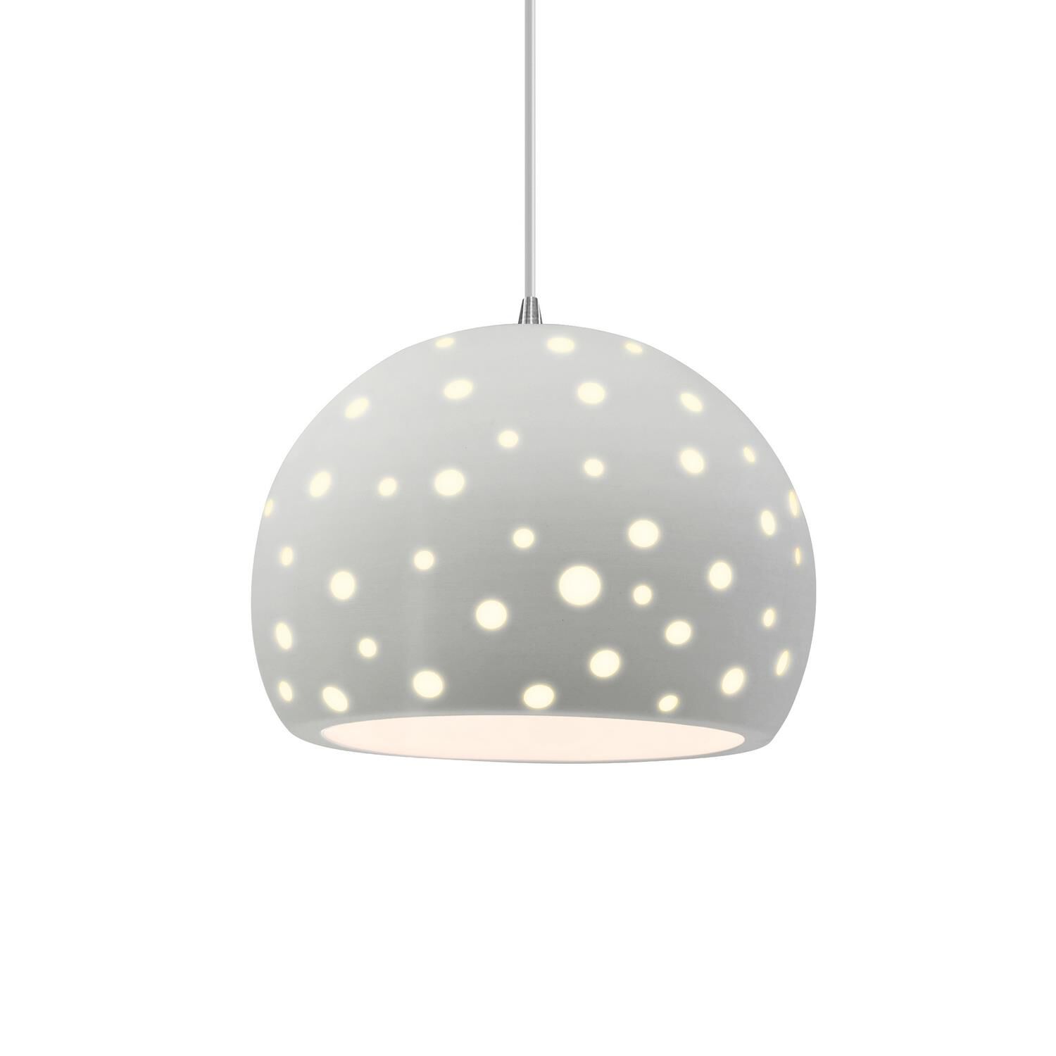 Shown in Brushed Nickel finish and Matte White shade