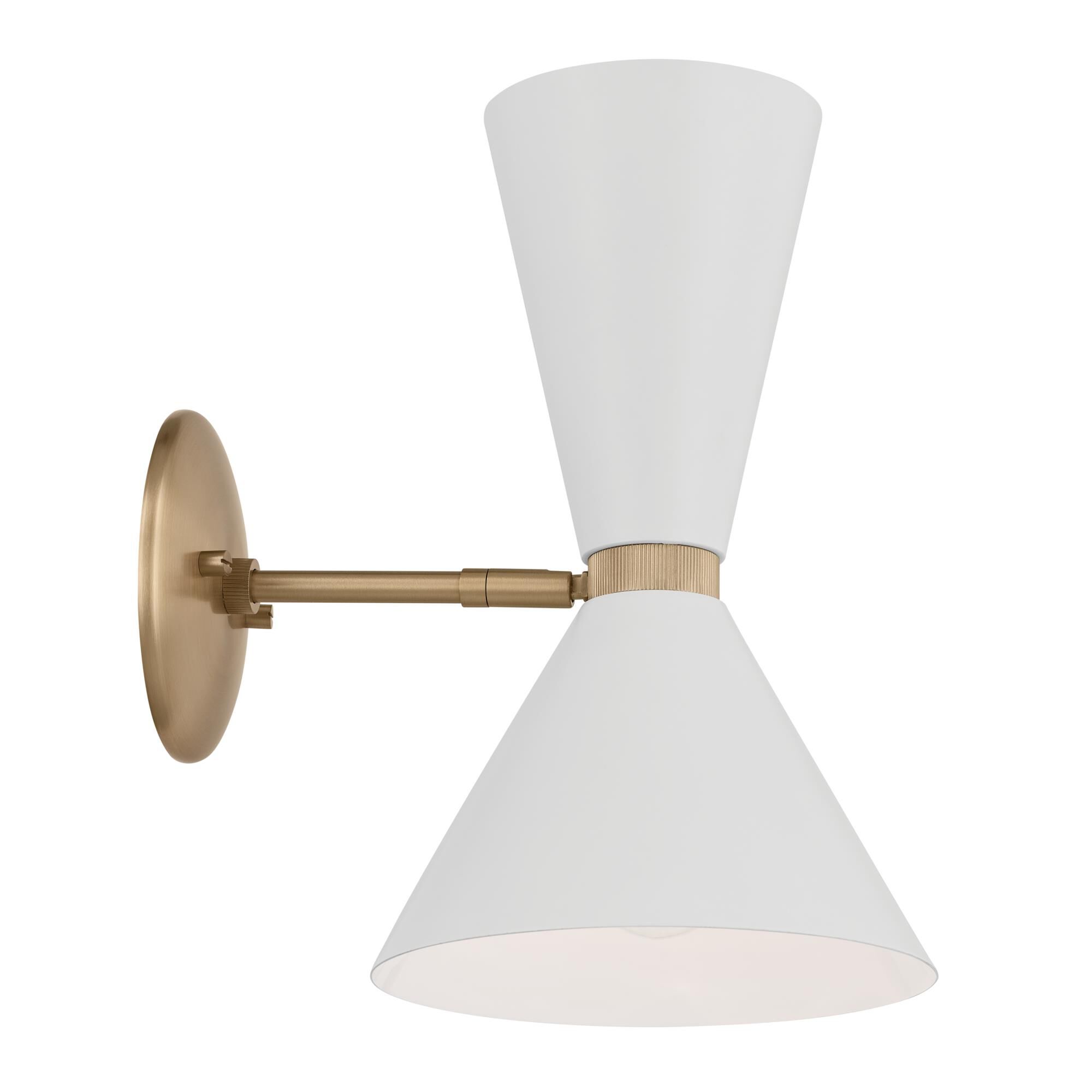 Shown in Champagne Bronze with White finish and Metal and Cone shade