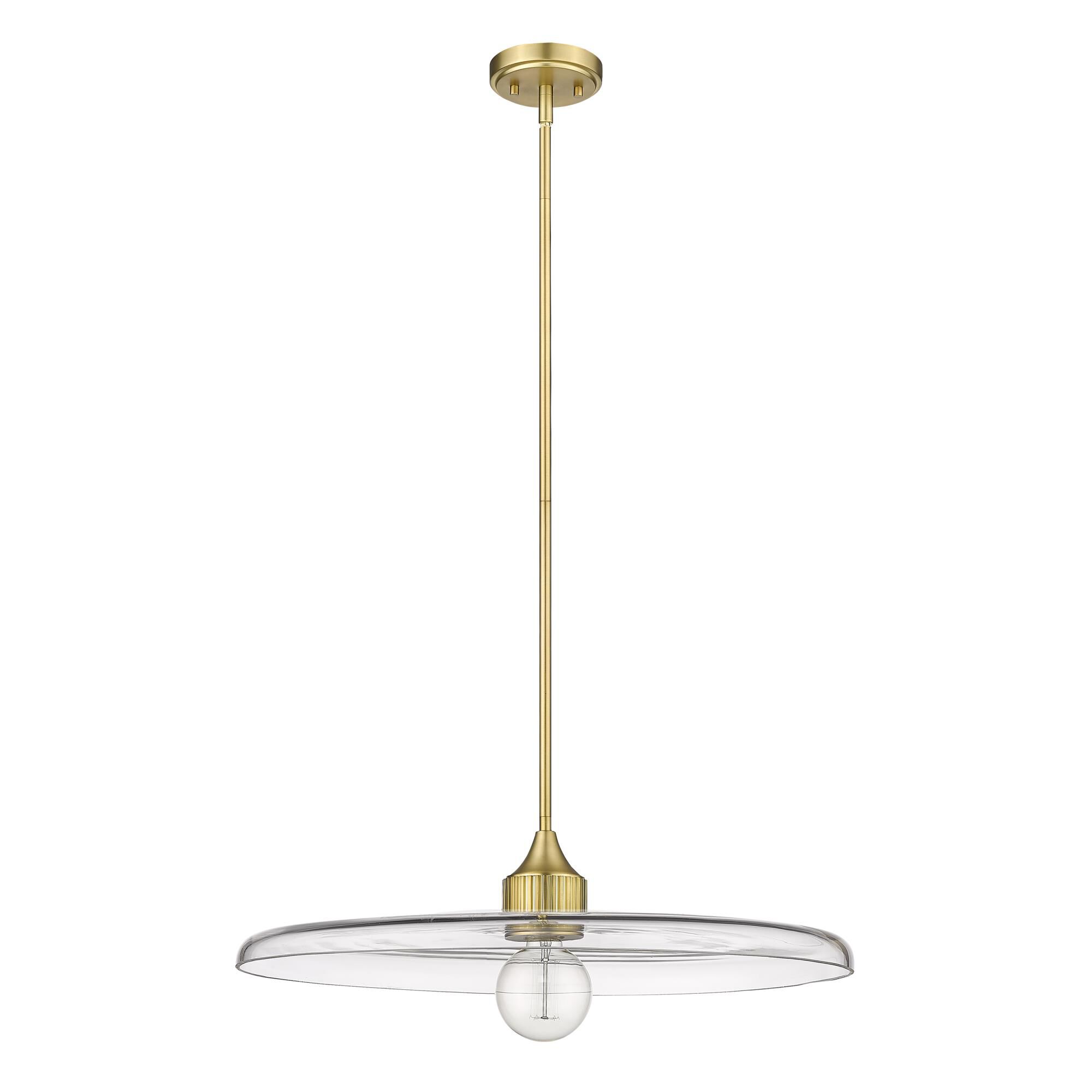 Shown in Olde Brass finish and Clear glass