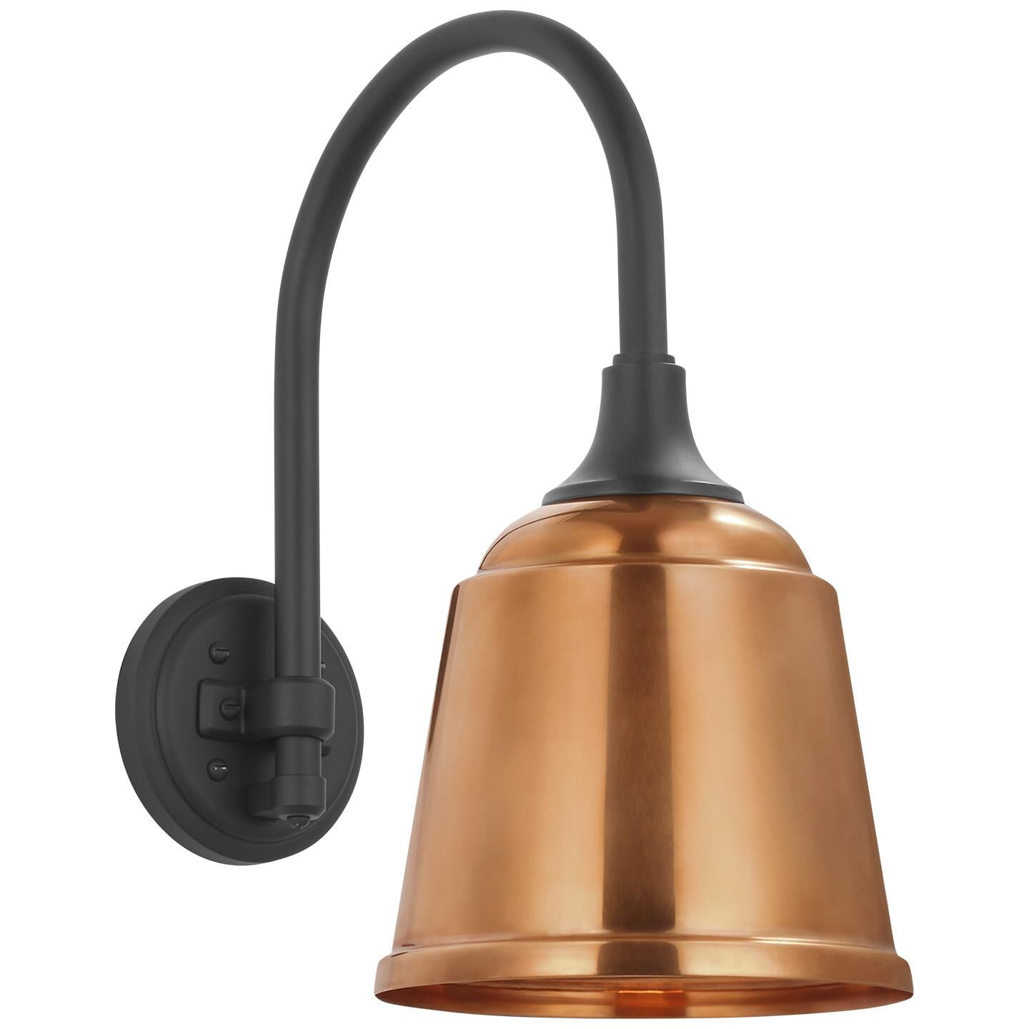 Shown in Matte Black finish and Soft Copper Rockhouse shade