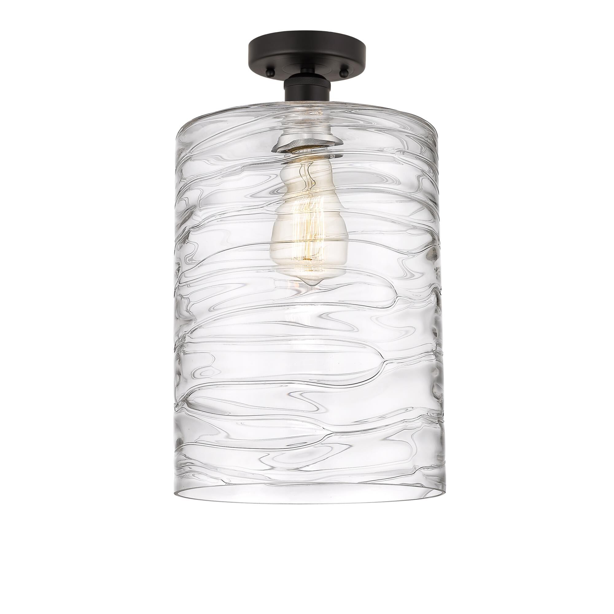 Shown in Oil Rubbed Bronze finish and Deco Swirl glass