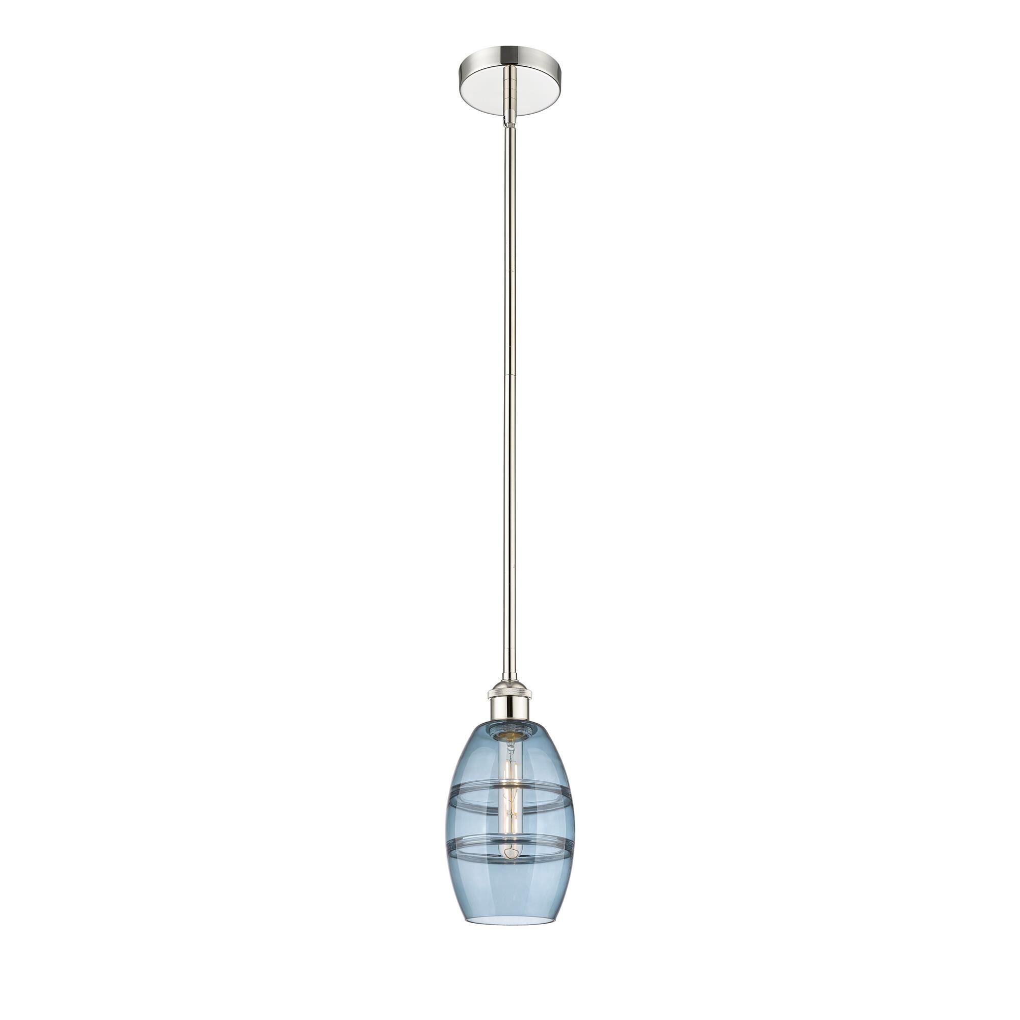 Shown in Polished Nickel finish and Princess Blue glass