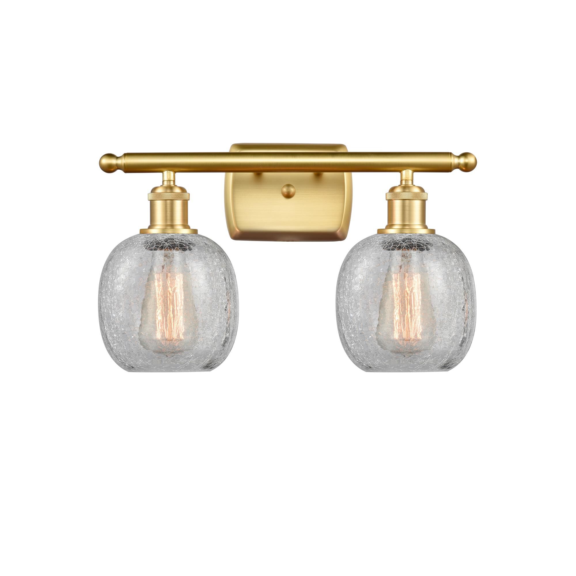 Shown in Satin Gold finish and Crackled glass