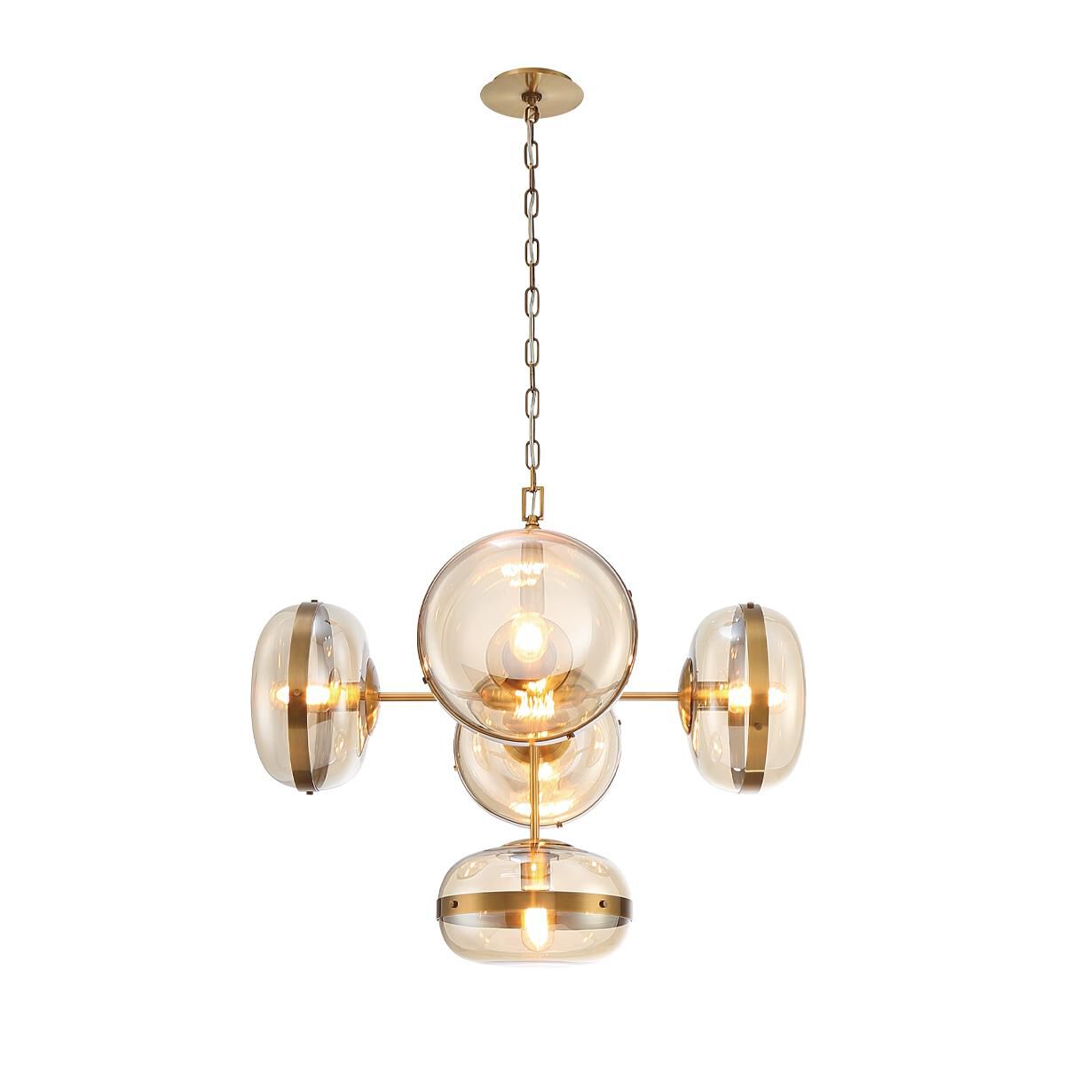 Shown in Brass finish and Glass shade and Glass accent