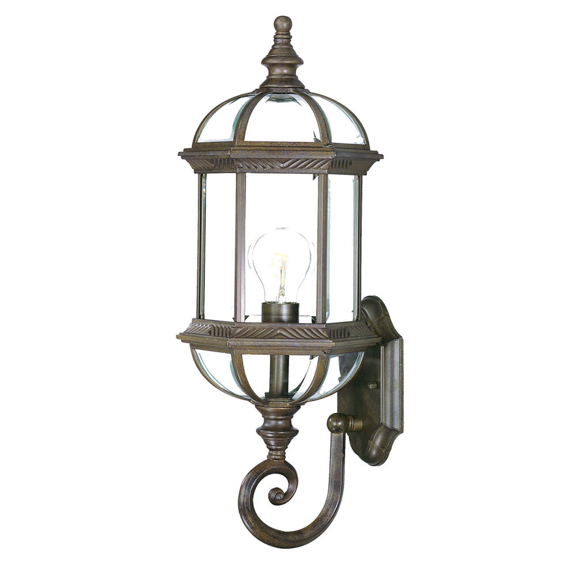 Shown in Burled Walnut finish and Clear glass and Clear Beveled Glass Panes shade