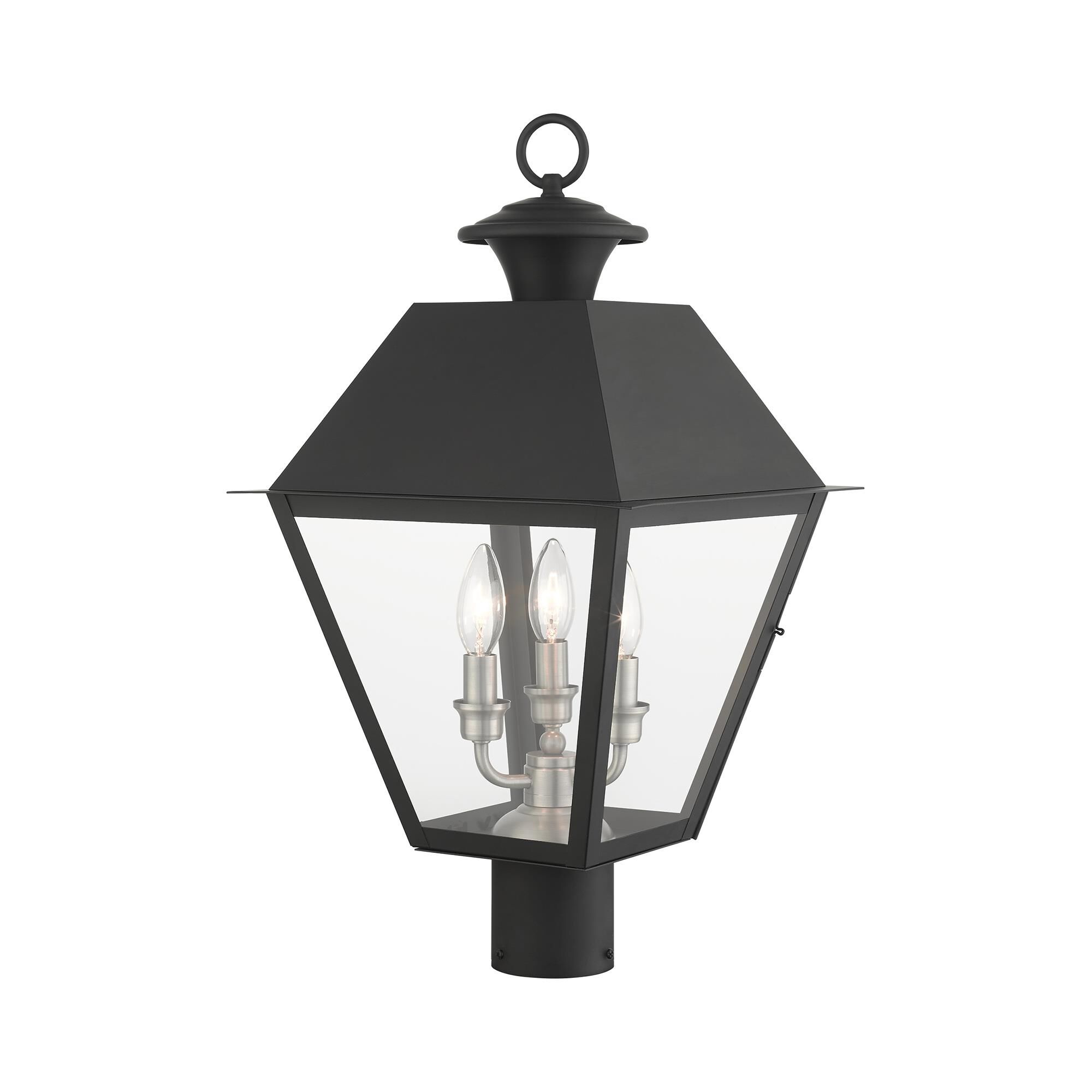 Shown in Black finish and Clear glass