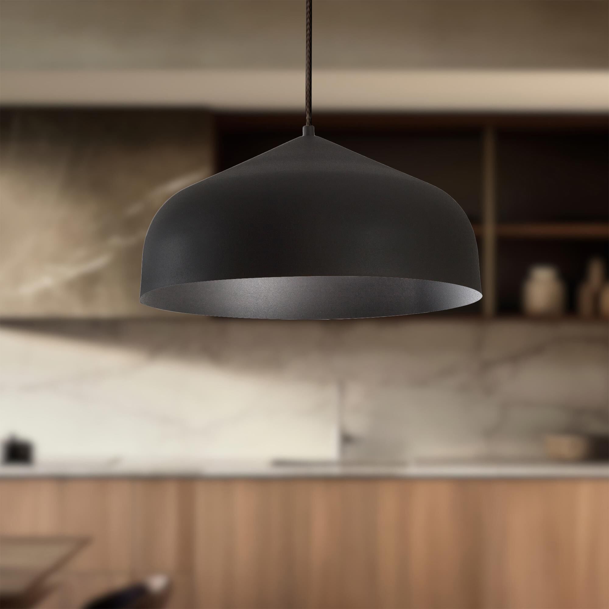 Shown in Black finish and Spun Metal shade