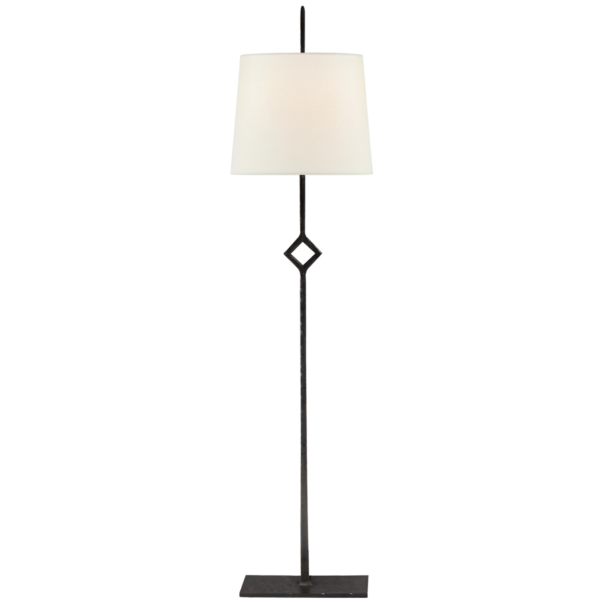 Shown in Aged Iron finish and Linen shade